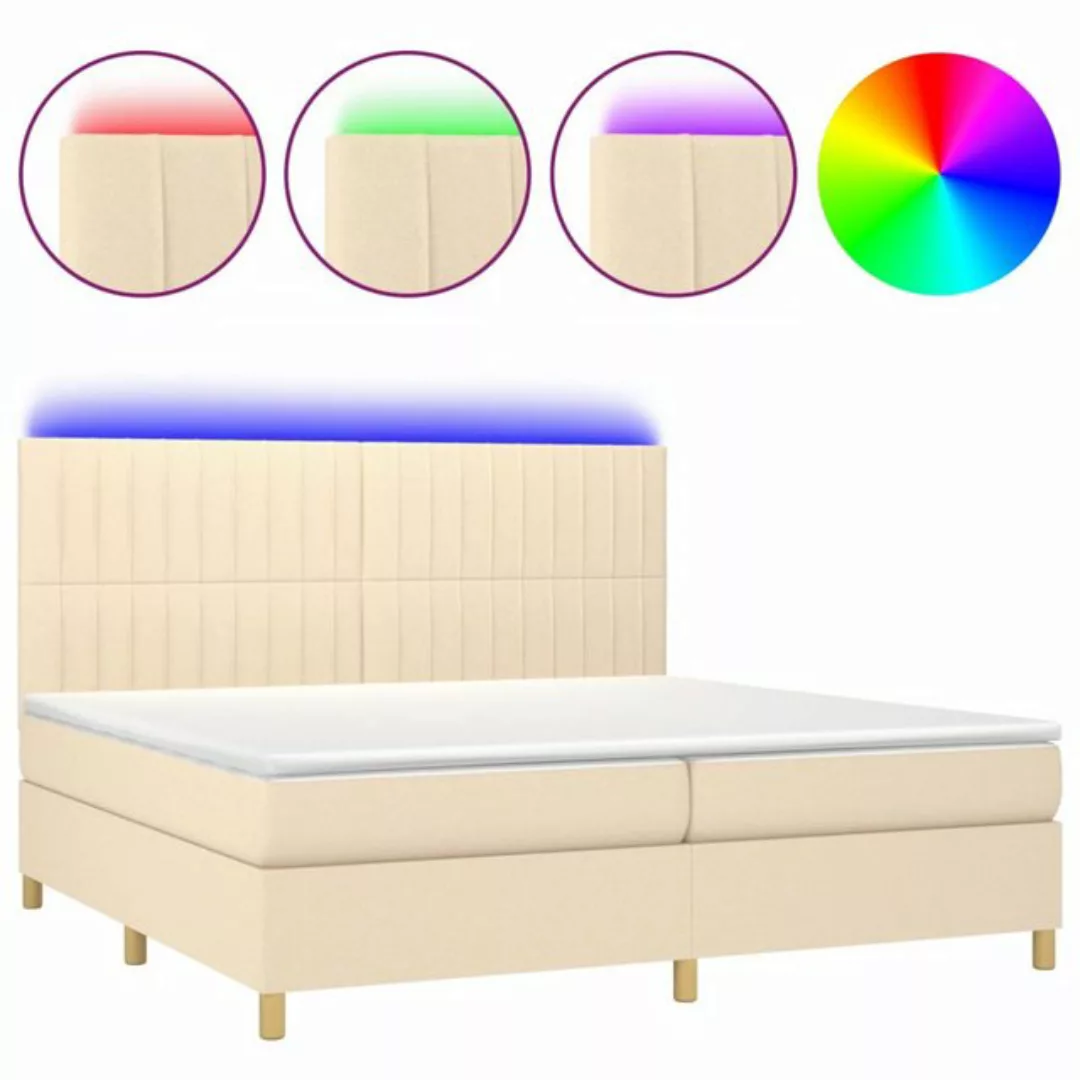 vidaXL Boxspringbett (200 x 200 cm, Streifen Vertikal, Creme), mit LED günstig online kaufen