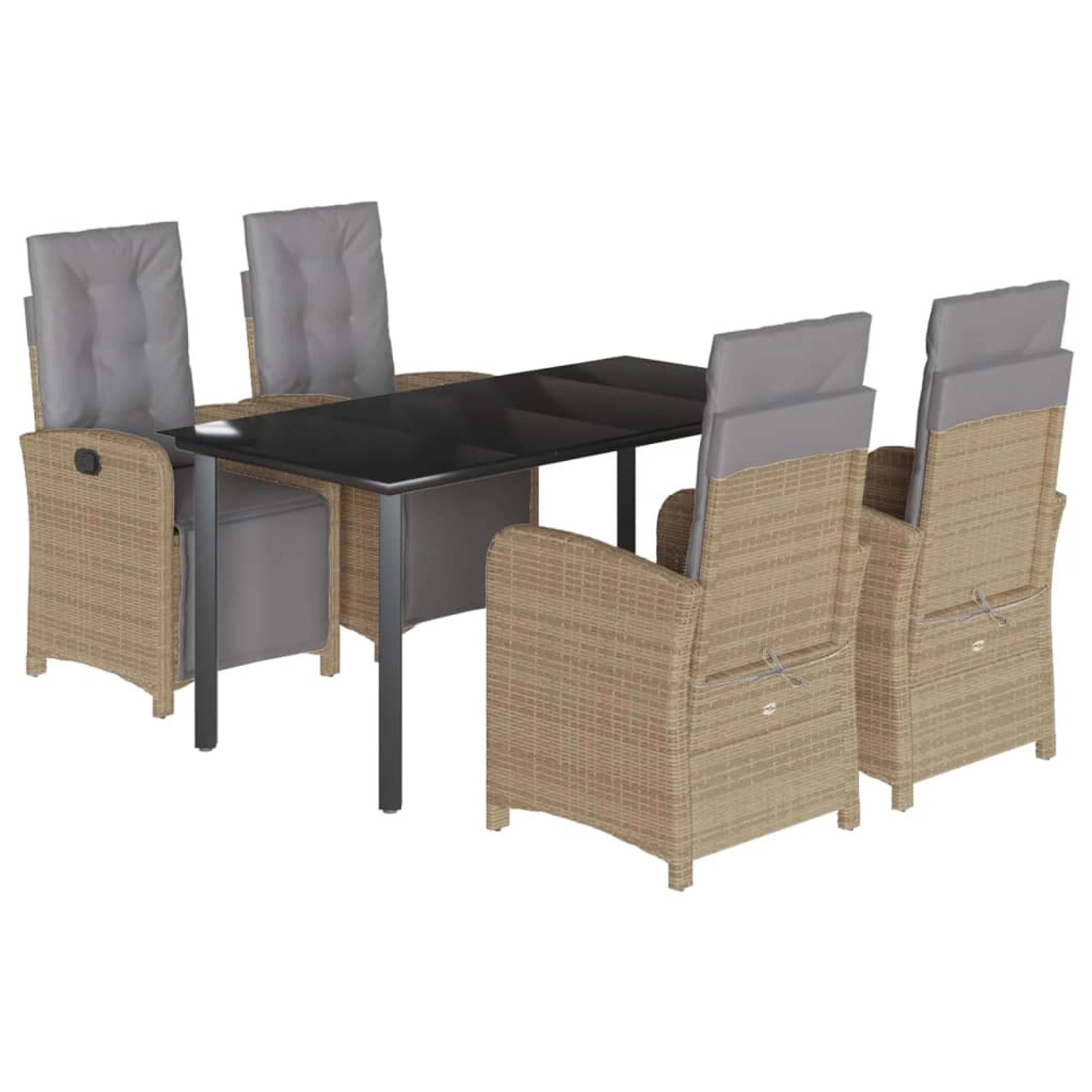 vidaXL 5-Tlg Garten-Essgruppe mit Kissen Beige Poly Rattan 3212594 günstig online kaufen