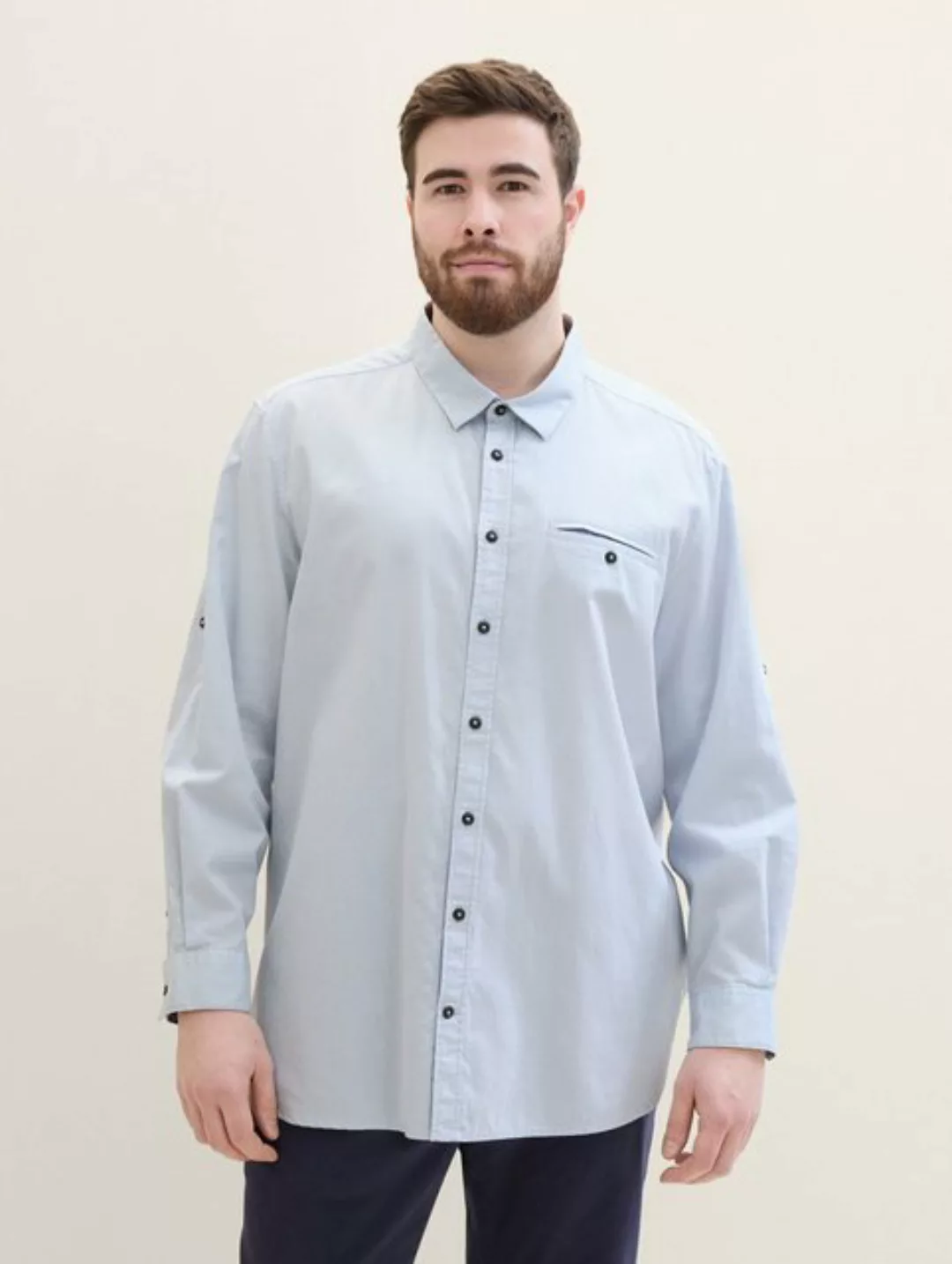 TOM TAILOR PLUS Langarmhemd Plus - Hemd mit Struktur günstig online kaufen