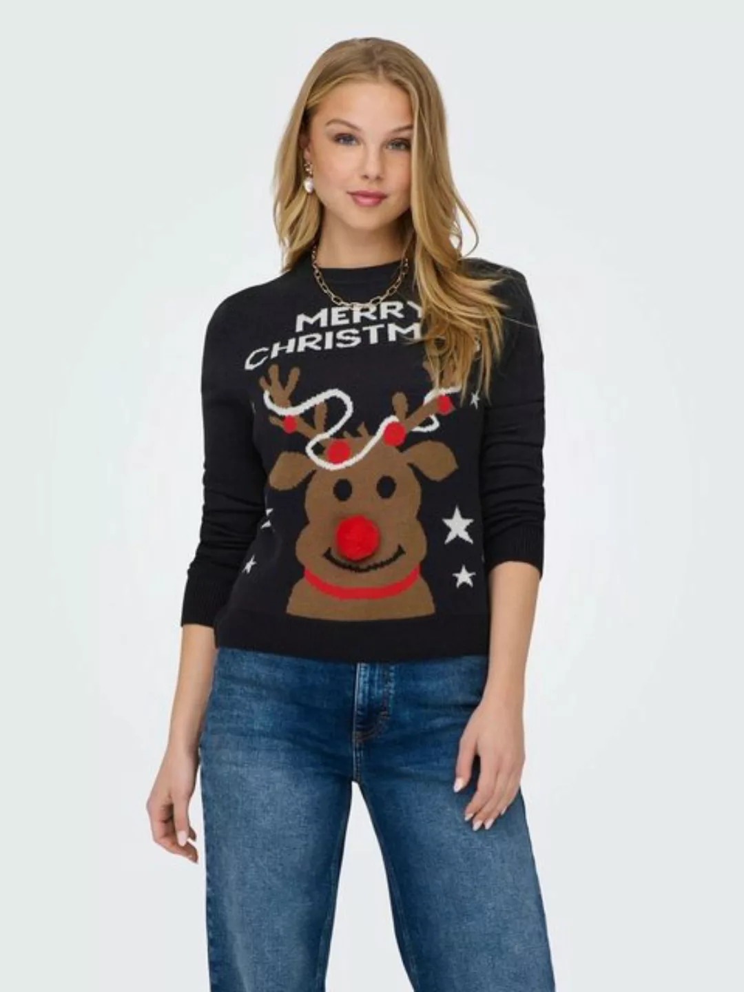 ONLY Weihnachtspullover ONLXMAS DEER LS O-NECK BOX KNT günstig online kaufen