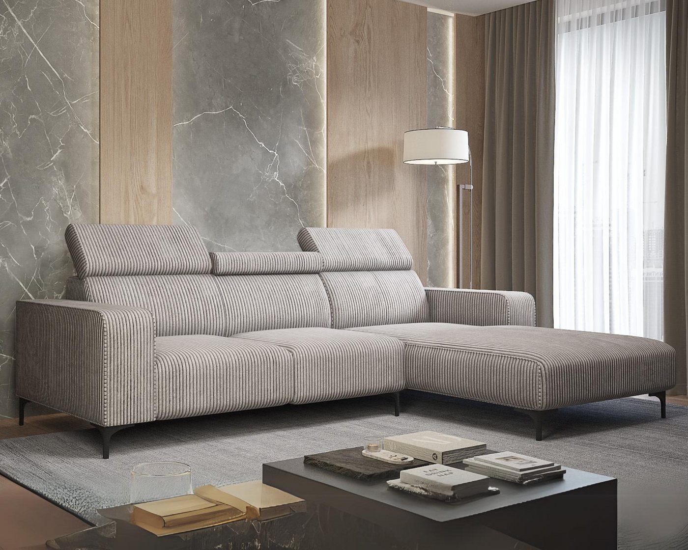 Deine Möbel 24 Ecksofa KER hochwertiges elegantes modernes L-Sofa Poso Cord günstig online kaufen