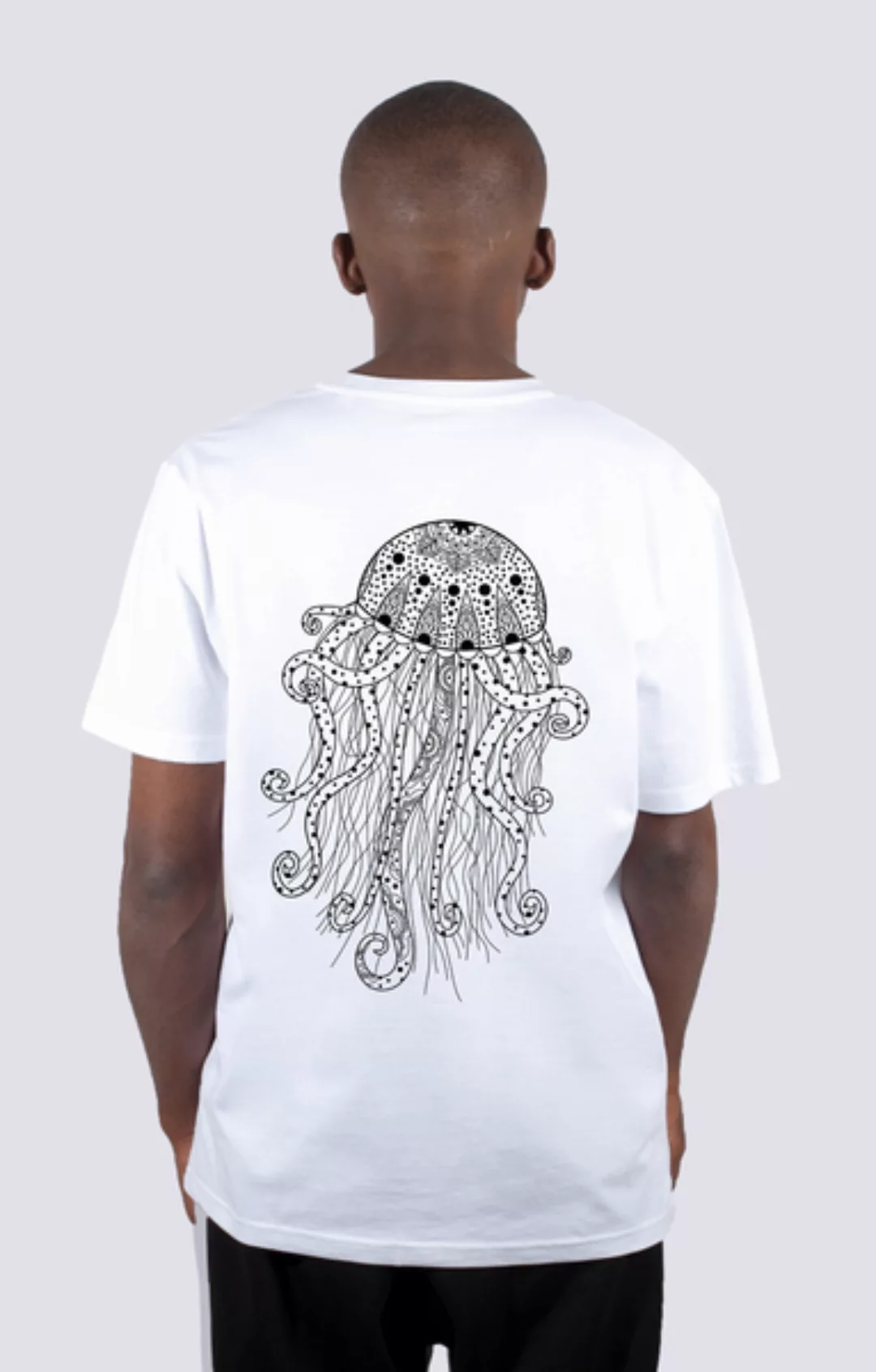 Yoga Qualle, Männer Premium T-shirt Aus Bio Baumwolle, Back Print günstig online kaufen