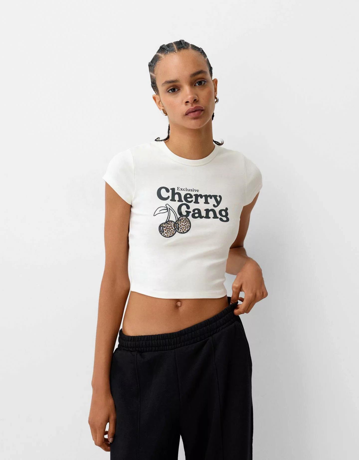 Bershka T-Shirt Mit Print Damen S Rohweiß günstig online kaufen