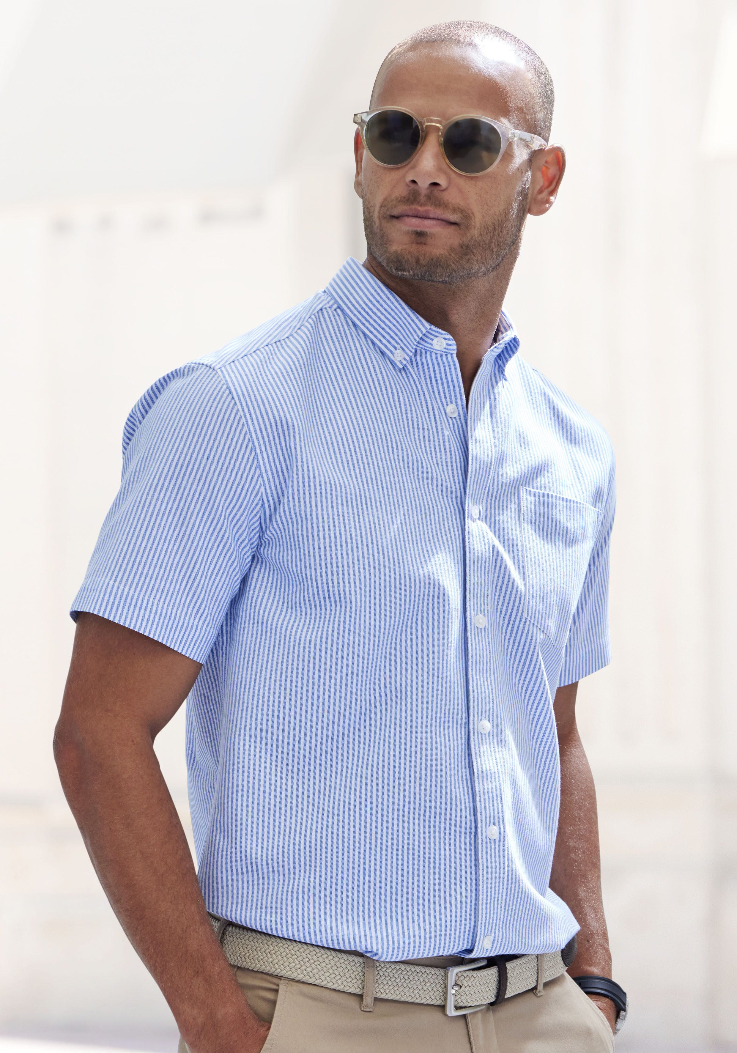H.I.S Kurzarmhemd "Regular fit", Oxfordhemd kurzarm mit Button-down-Kragen günstig online kaufen
