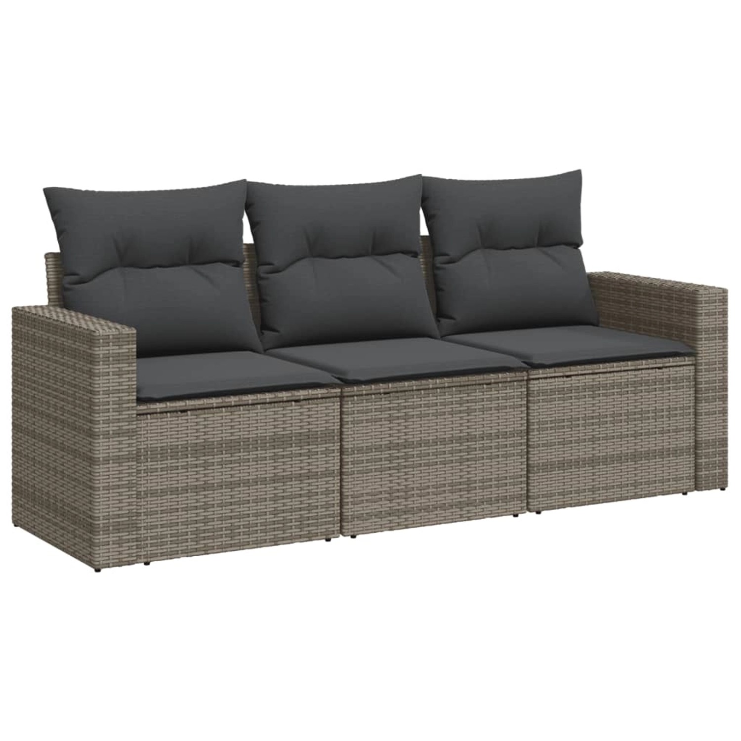 vidaXL 3-tlg Garten-Sofagarnitur mit Kissen Grau Poly Rattan Modell 2 günstig online kaufen