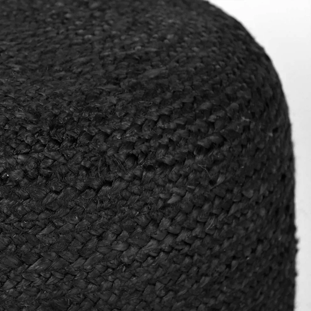 Handgearbeiteter Pouf in Schwarz Geflecht günstig online kaufen