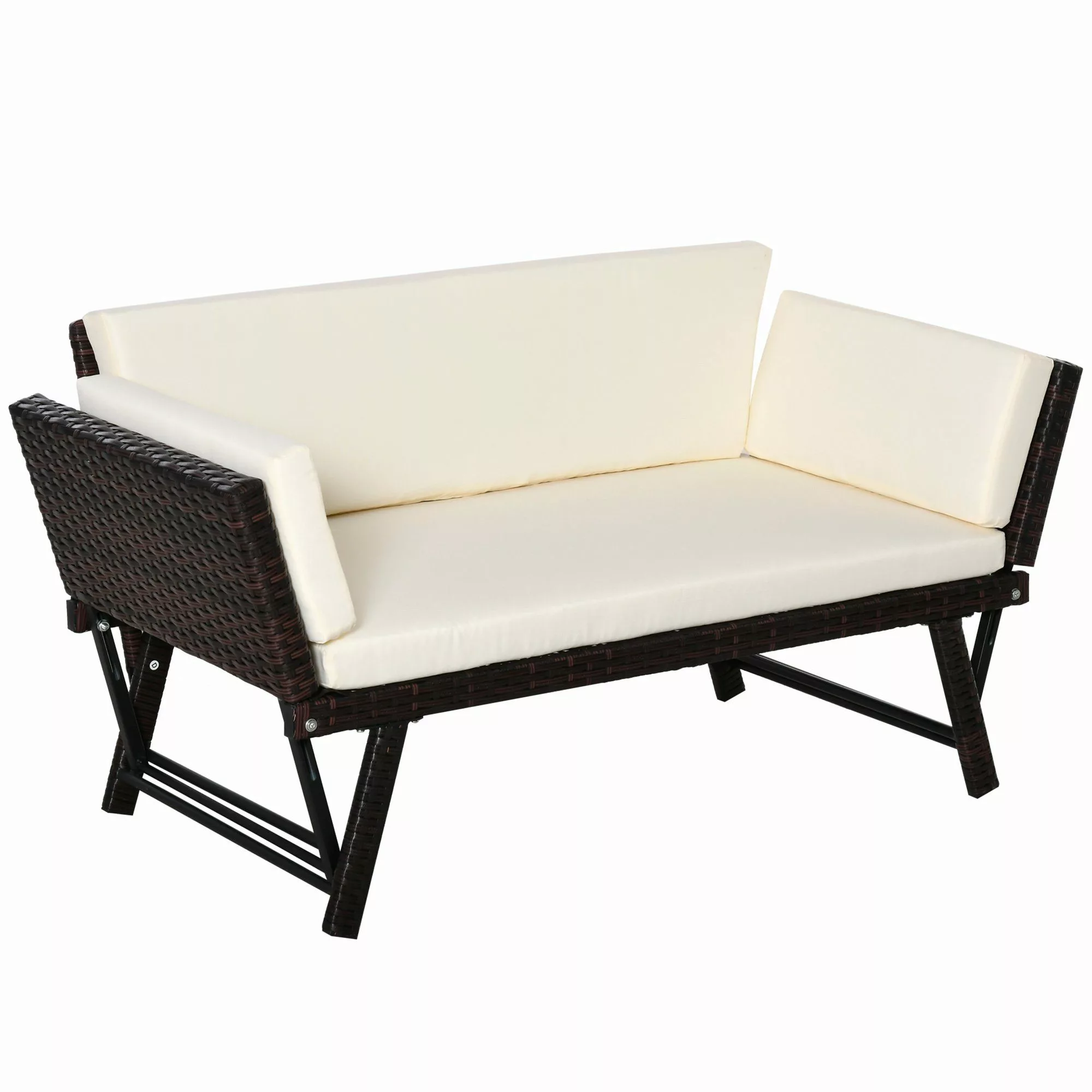 Outsunny Loungesofa Polyrattan Gartensofa 2 Sitzer, günstig online kaufen
