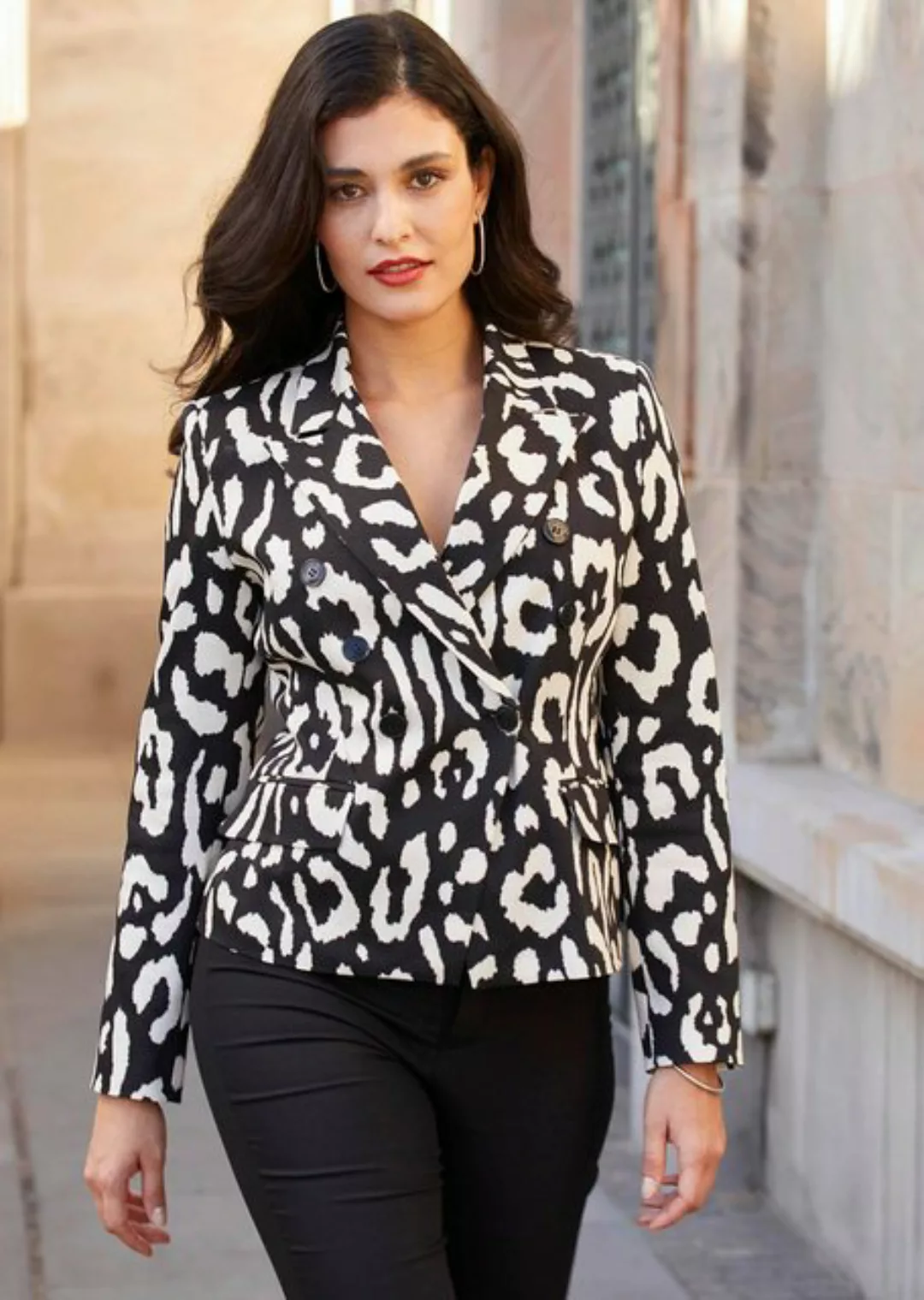 Alba Moda Longblazer Kurzblazer im Animal-Look günstig online kaufen