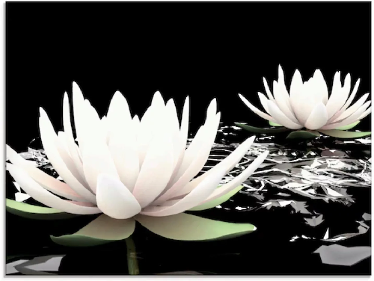 Artland Glasbild »Zwei Lotusblumen auf dem Wasser«, Blumen, (1 St.) günstig online kaufen