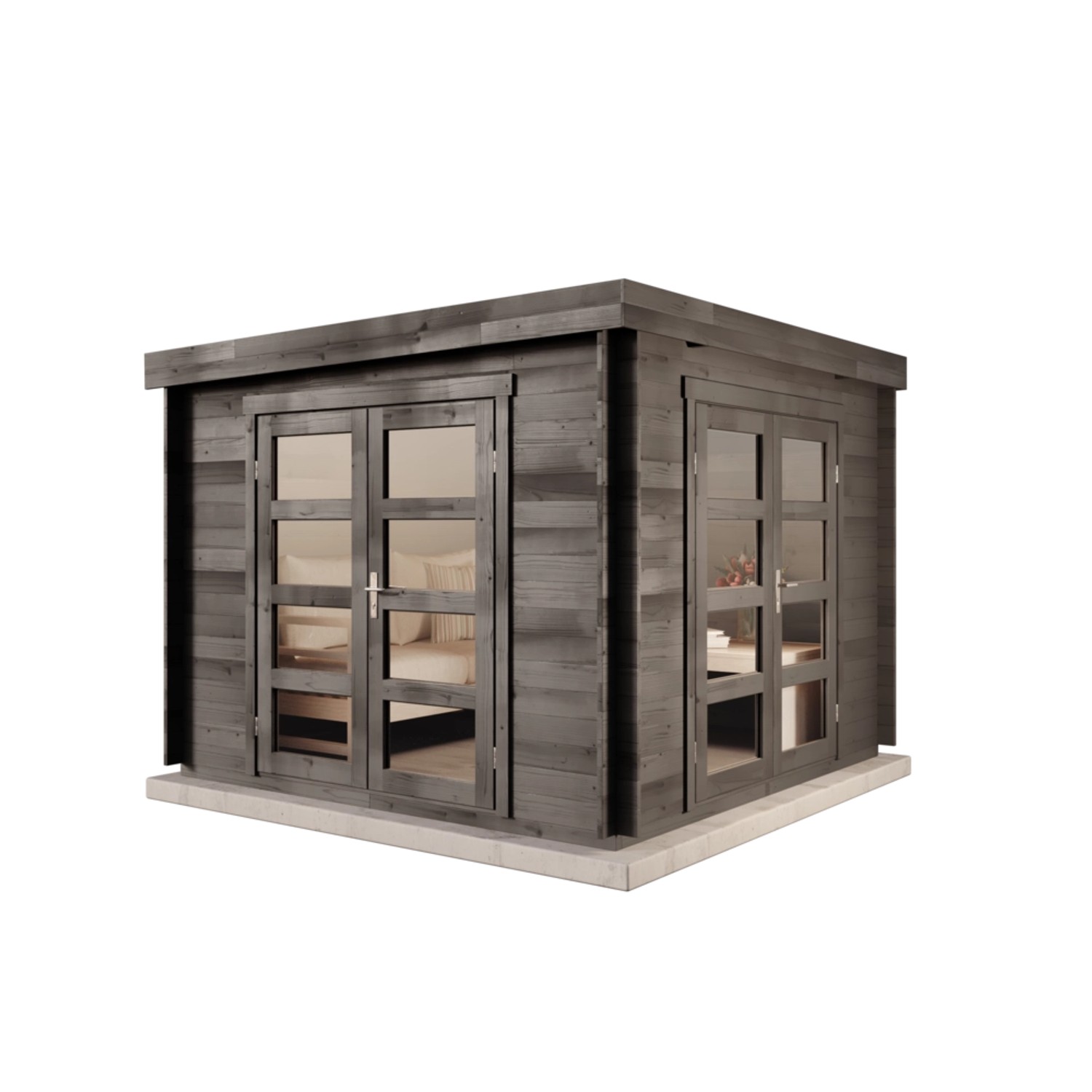 Alpholz Gartenhaus Set Paloma Beach Imprägniert Grau 304x304cm inkl. Dachei günstig online kaufen