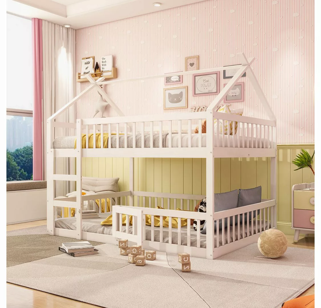 Sweiko Etagenbett Kinder-Familienbett mit Treppe, (Loft Design, Massivholz- günstig online kaufen