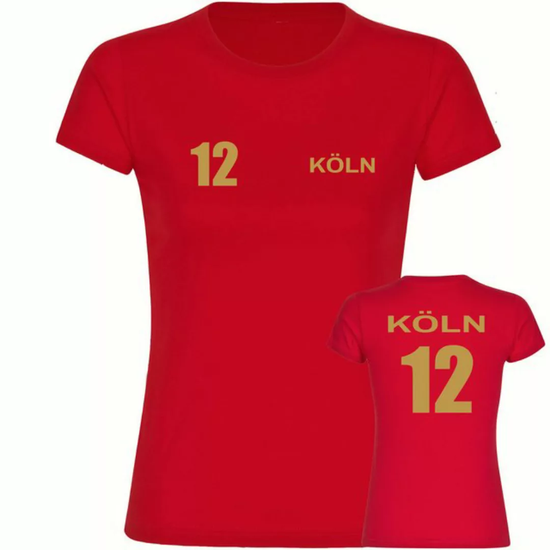 multifanshop T-Shirt Damen Köln - Trikot Nummer 12 gold - Frauen günstig online kaufen