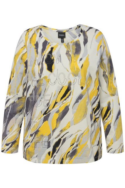 Ulla Popken Longsleeve Shirt Marmordruck Ziersteine Rundhals Langarm günstig online kaufen