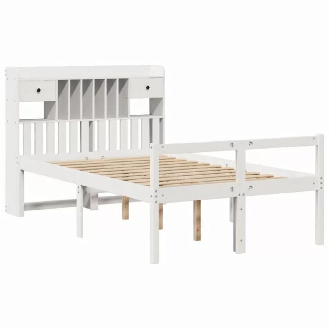 vidaXL Bett, Massivholzbett mit Regal ohne Matratze Weiß 135x190 cm Kiefer günstig online kaufen