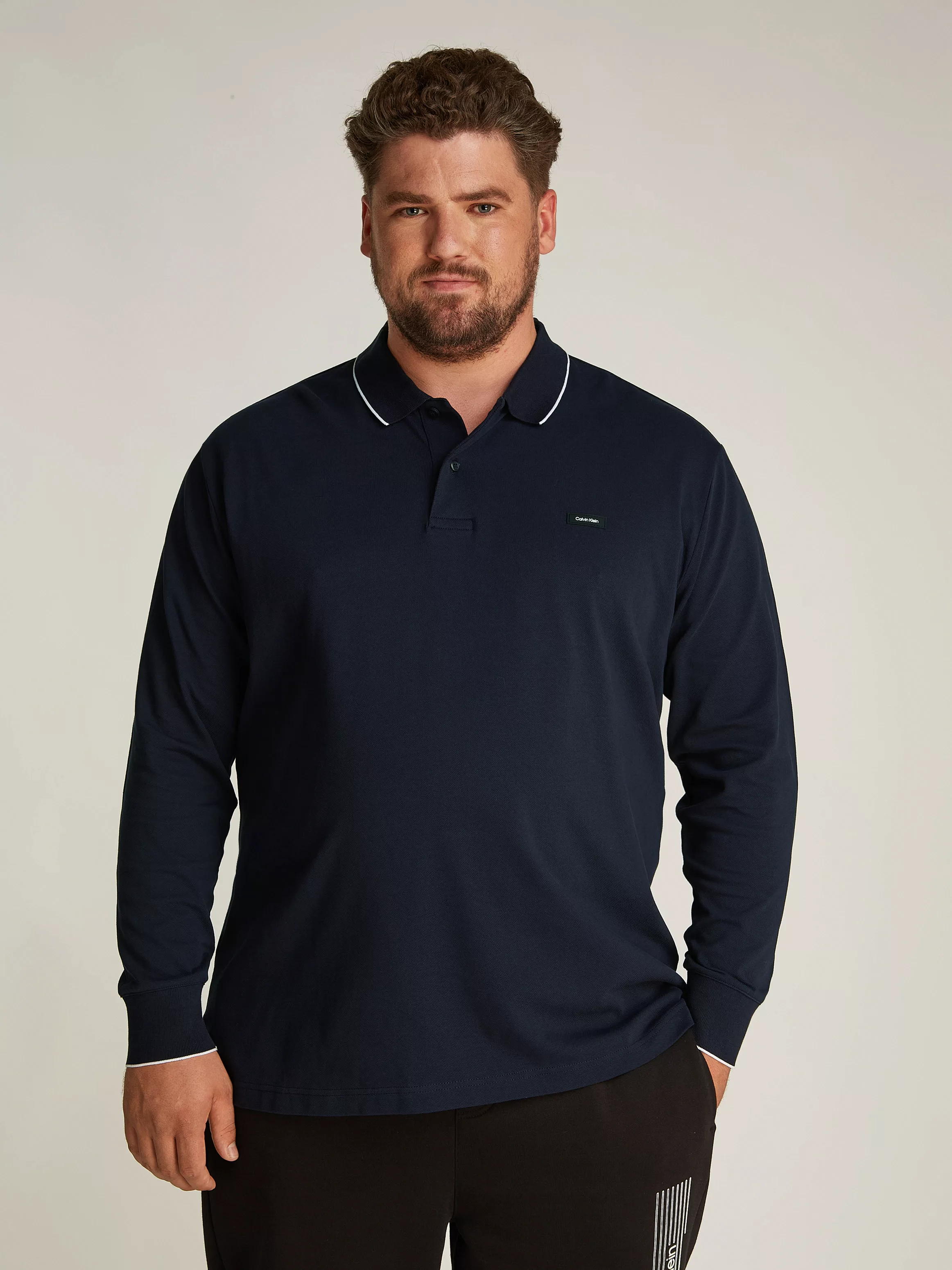 Calvin Klein Big&Tall Langarm-Poloshirt "BT STRETCH PIQUE TIPPING LS POLO", günstig online kaufen