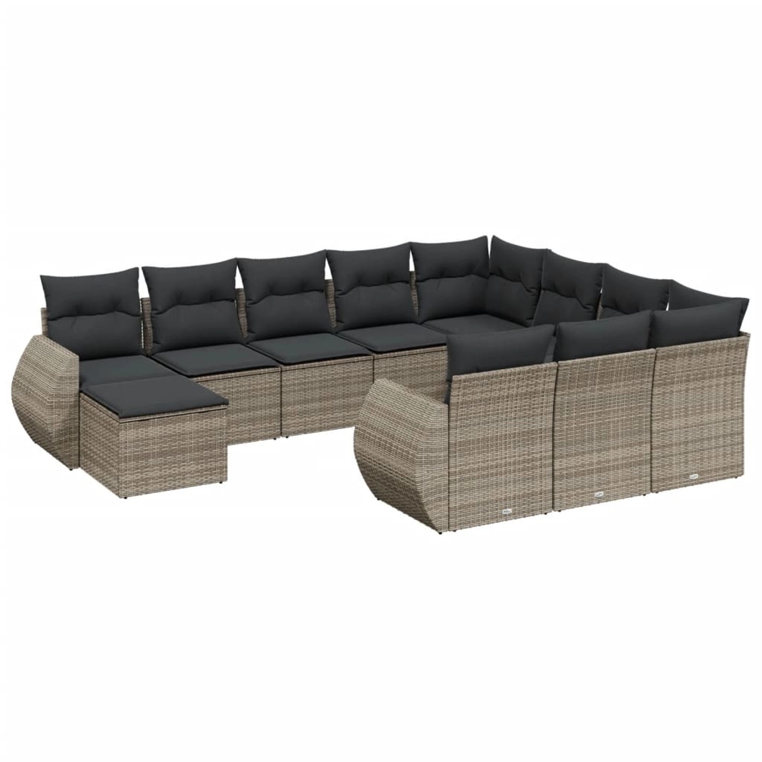 vidaXL 11-Tlg Garten-Sofagarnitur mit Kissen Grau Poly Rattan 3257523 günstig online kaufen