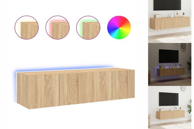 vidaXL TV-Schrank 2tlg TV Lowboard Hängeschrank Wandschrank mit LED Leuchte günstig online kaufen