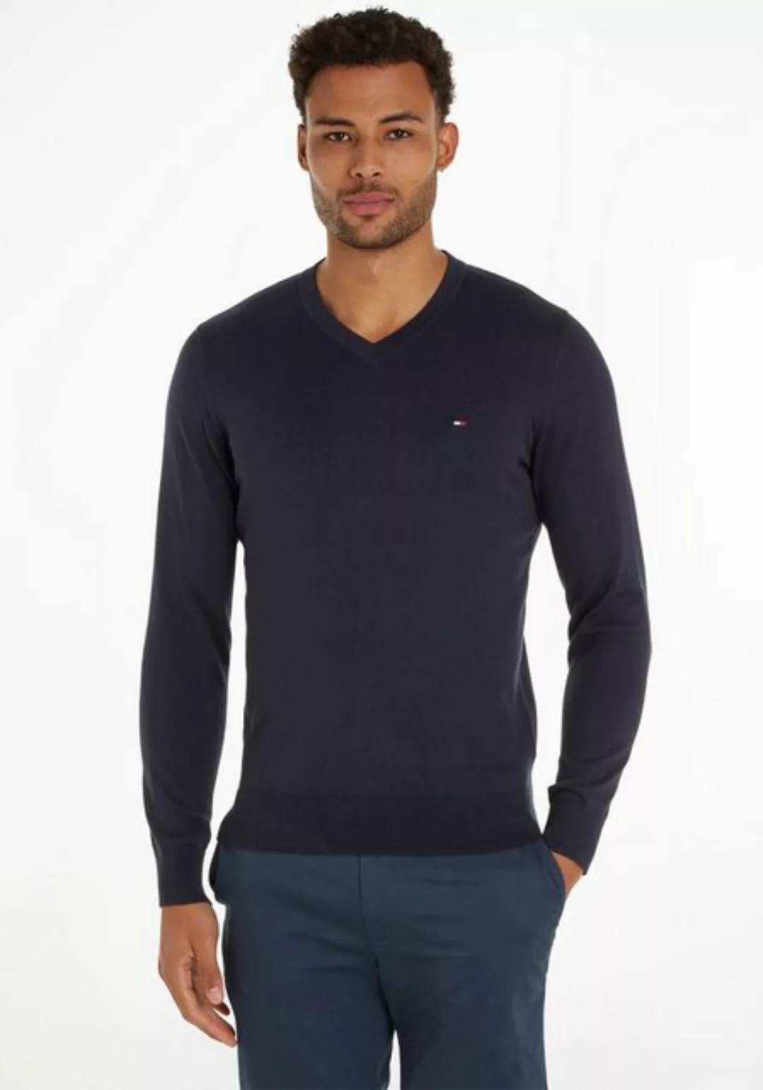 Tommy Hilfiger V-Ausschnitt-Pullover CLASSIC COTTON V NECK günstig online kaufen