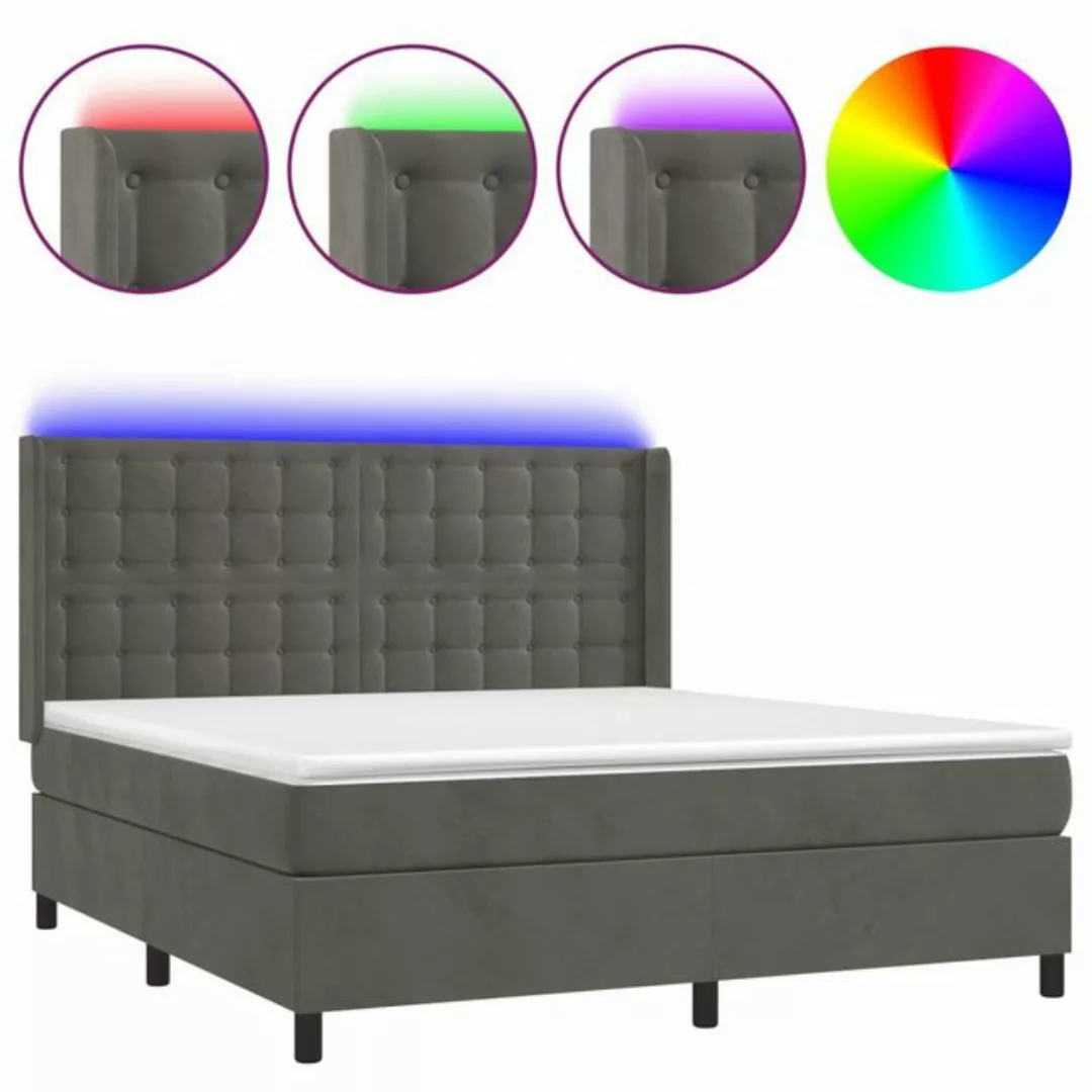 vidaXL Bettgestell Boxspringbett mit Matratze LED Dunkelgrau 160x200 cm Sam günstig online kaufen