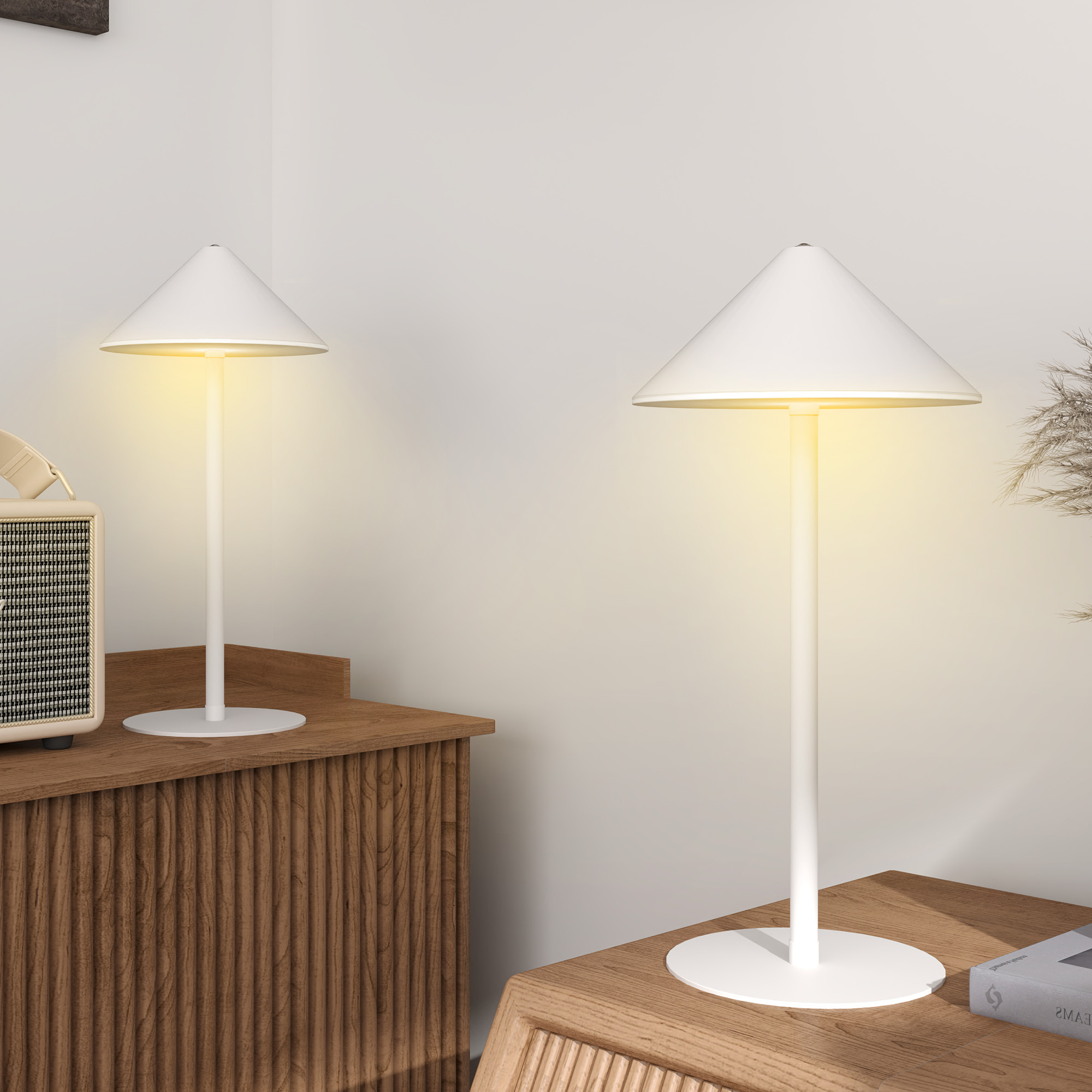 HOMCOM Tischlampe 2er Set Tischleuchte mit 3 Lichtfarben, Aufladbare USB A+ günstig online kaufen