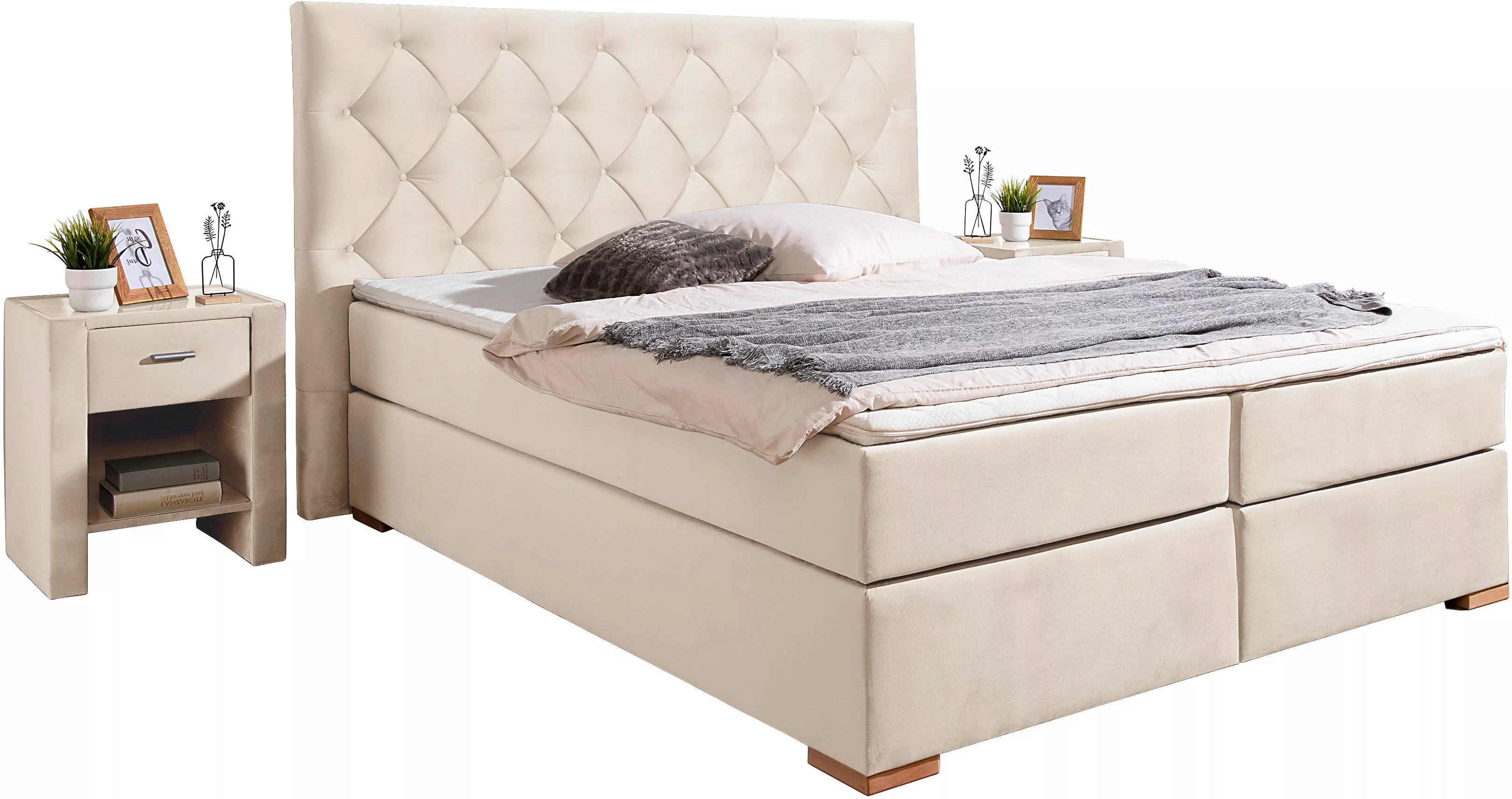 Home affaire Boxspringbett "Chalon, in verschiedenen Breiten", inkl. Topper günstig online kaufen