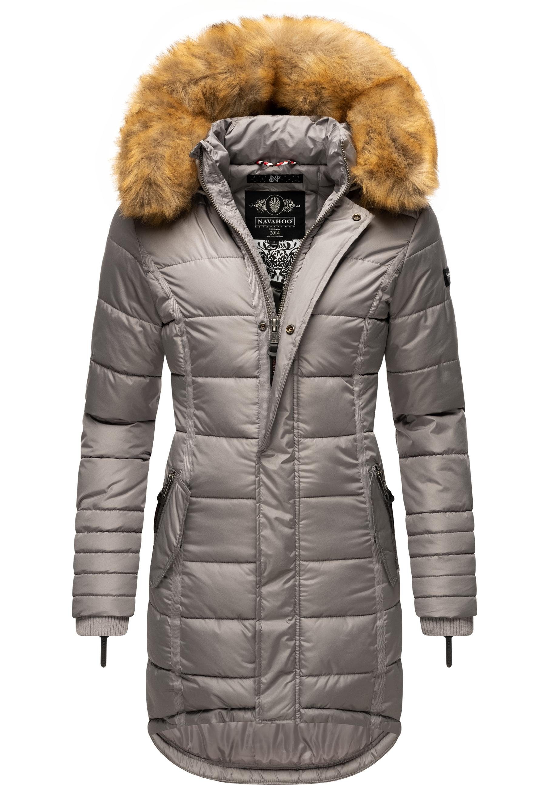 Navahoo Steppmantel "Papaya", hochwertiger Wintermantel m. edlem Fellimitat günstig online kaufen