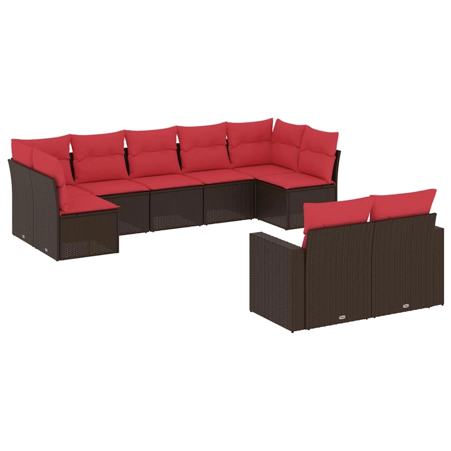 vidaXL 9-Tlg Garten-Sofagarnitur mit Kissen Braun Poly Rattan 3219414 günstig online kaufen