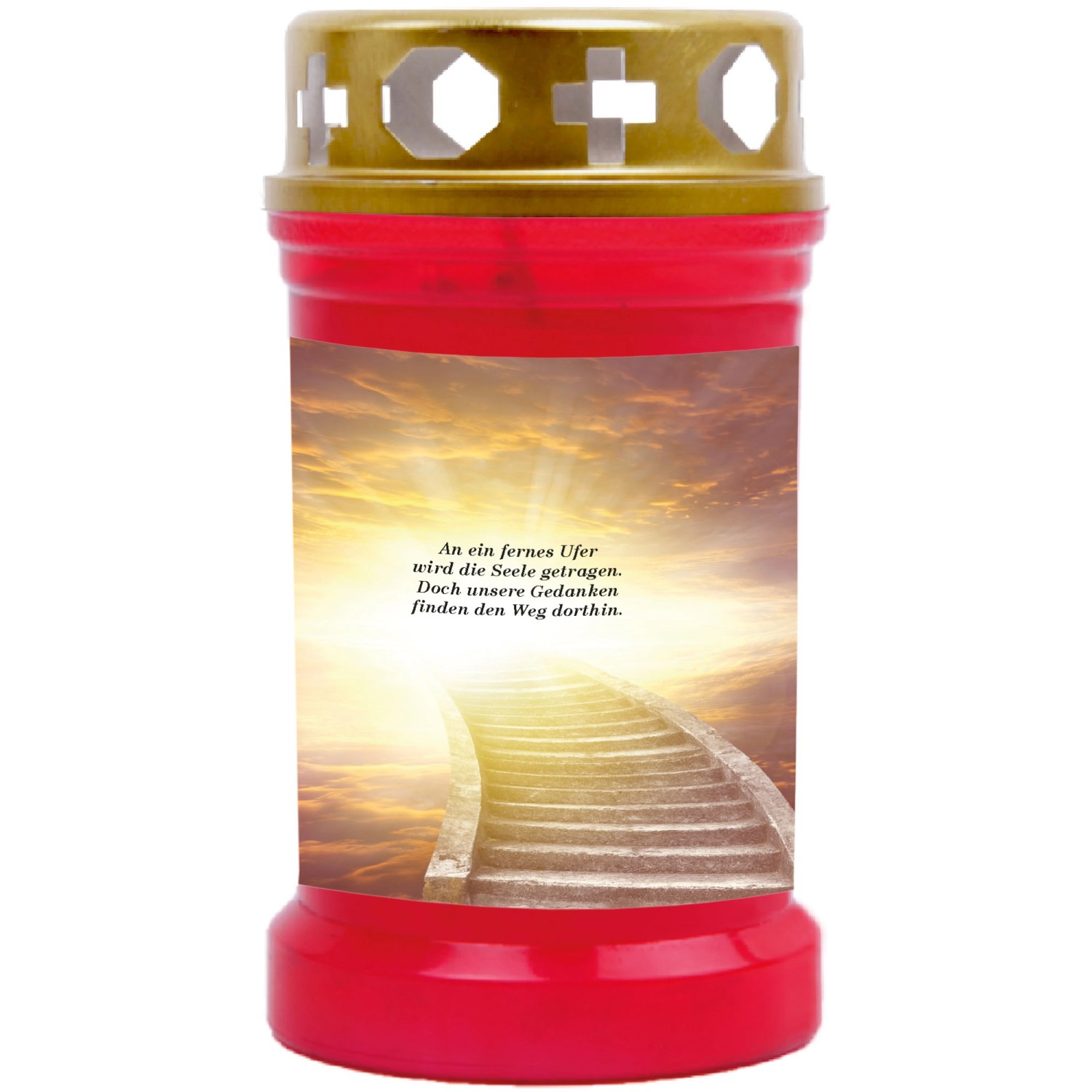 HS Candle Grabkerze Rot 40h Inkl. Deckel Gold Treppe 1 günstig online kaufen