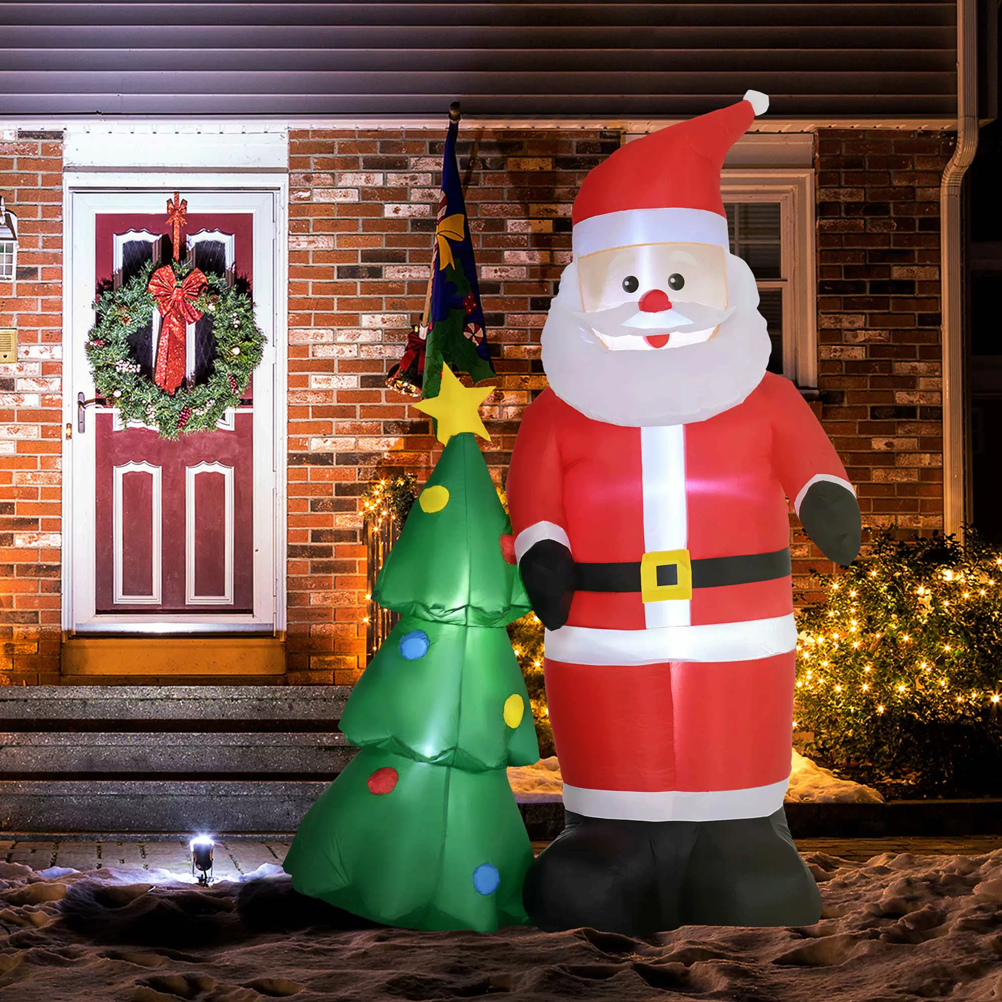 Outsunny Aufblasbarer 210 cm Weihnachtsmann mit Weihnachtsbaum LED  Selbsta günstig online kaufen
