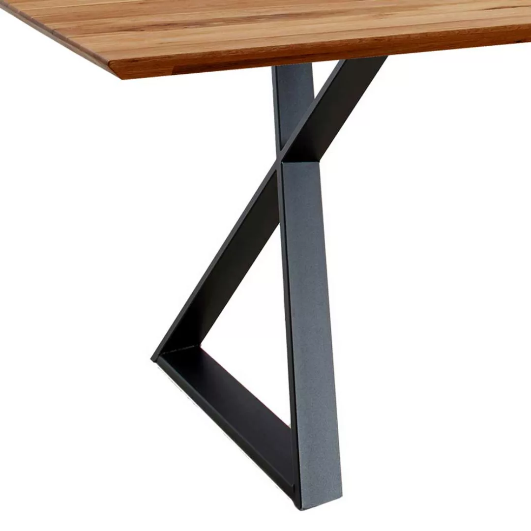 Bügelgestell Tisch mit Massivholzplatte Zerreiche günstig online kaufen