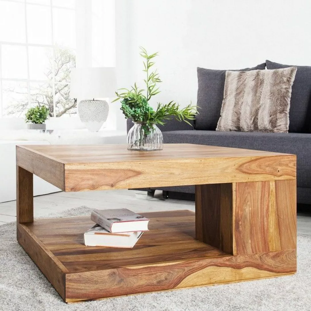 Couchtisch AGRA Sheesham massiv Holz gewachst 80cm x 80cm günstig online kaufen