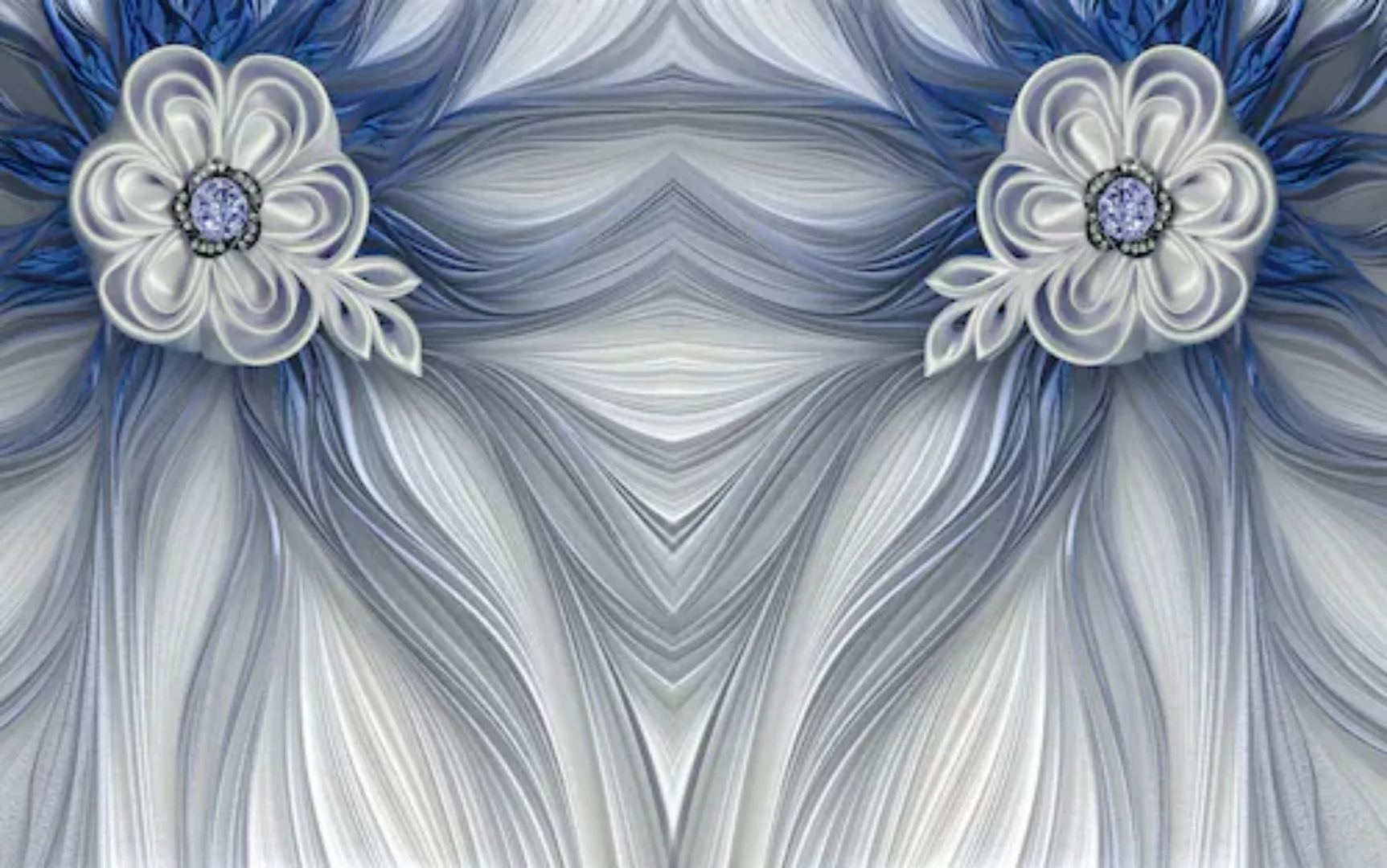 Papermoon Fototapete »Muster mit Blumen blau« günstig online kaufen