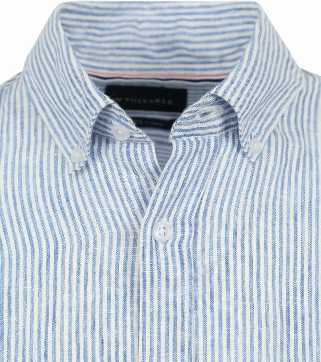 Suitable Hemd Leinen Streifen Hellblau - Größe L günstig online kaufen