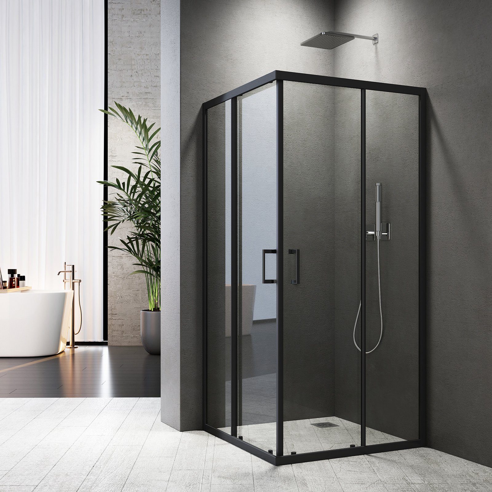 Boromal Eckdusche Schiebetür Glas Weiß Duschkabine günstig online kaufen
