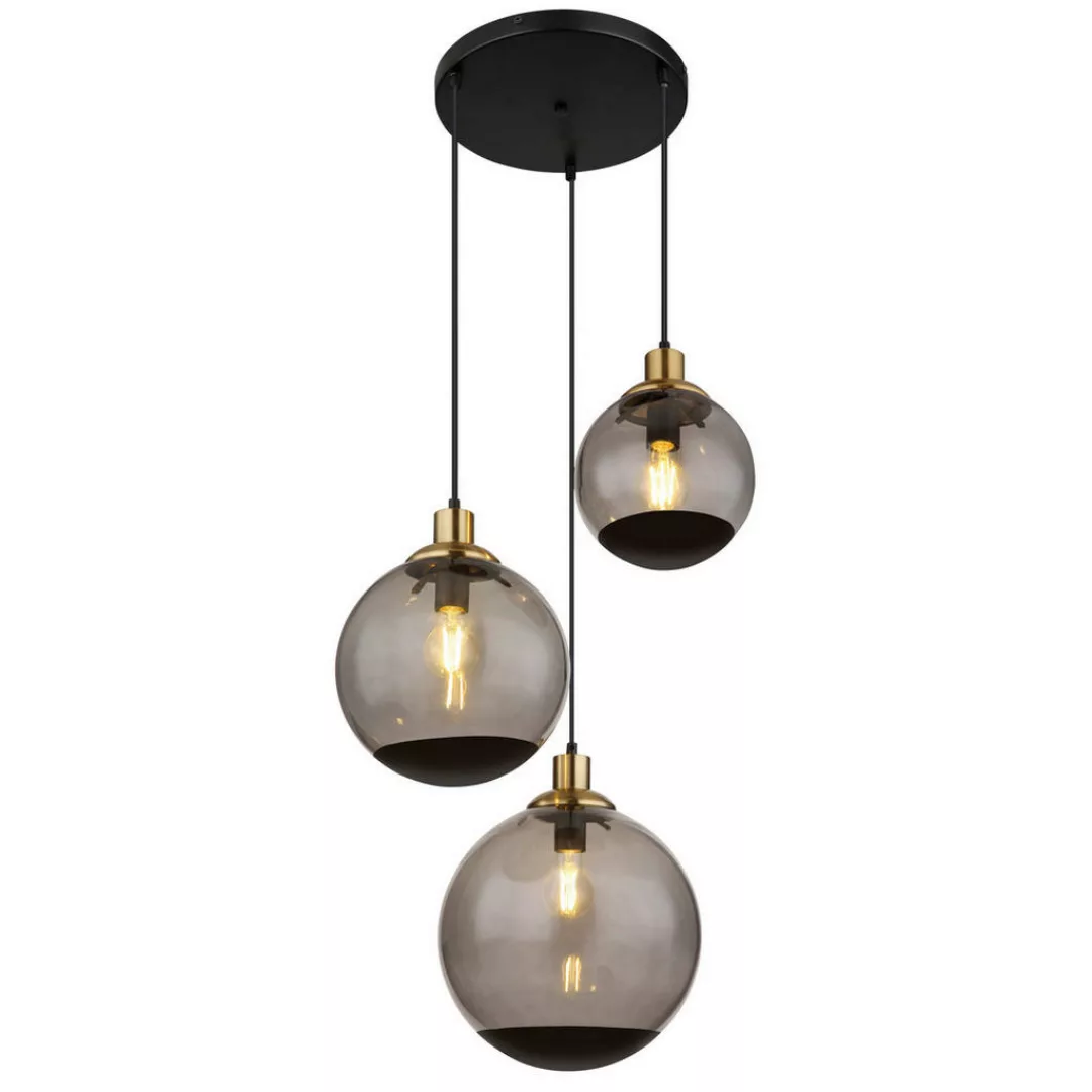 GLOBO Pendelleuchte Rauch schwarz Glas Metall H/D: ca. 120x51 cm E27 3 Bren günstig online kaufen