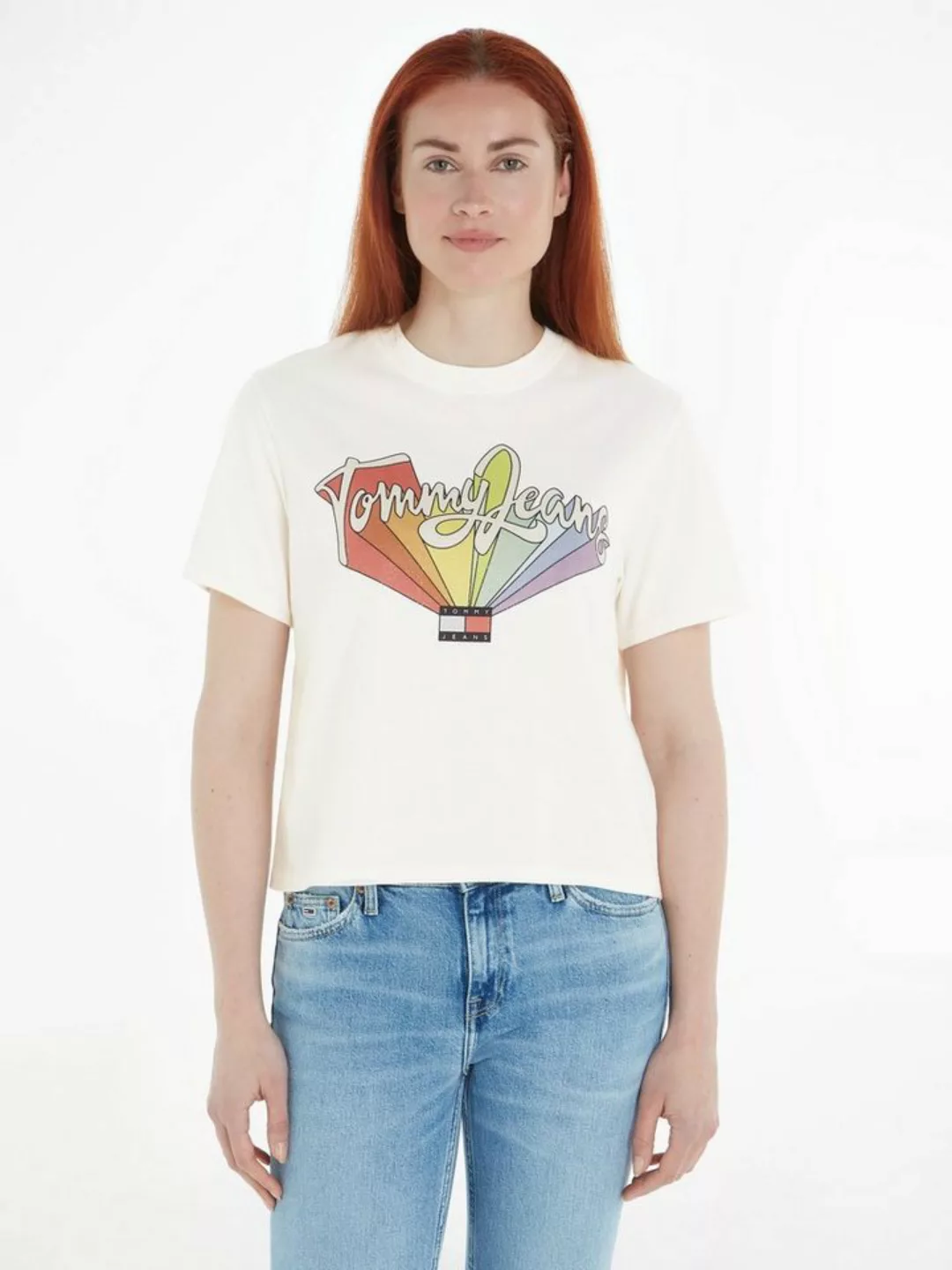 Tommy Jeans T-Shirt TJW BXY RAINBOW FLAG TEE mit Frontprint günstig online kaufen