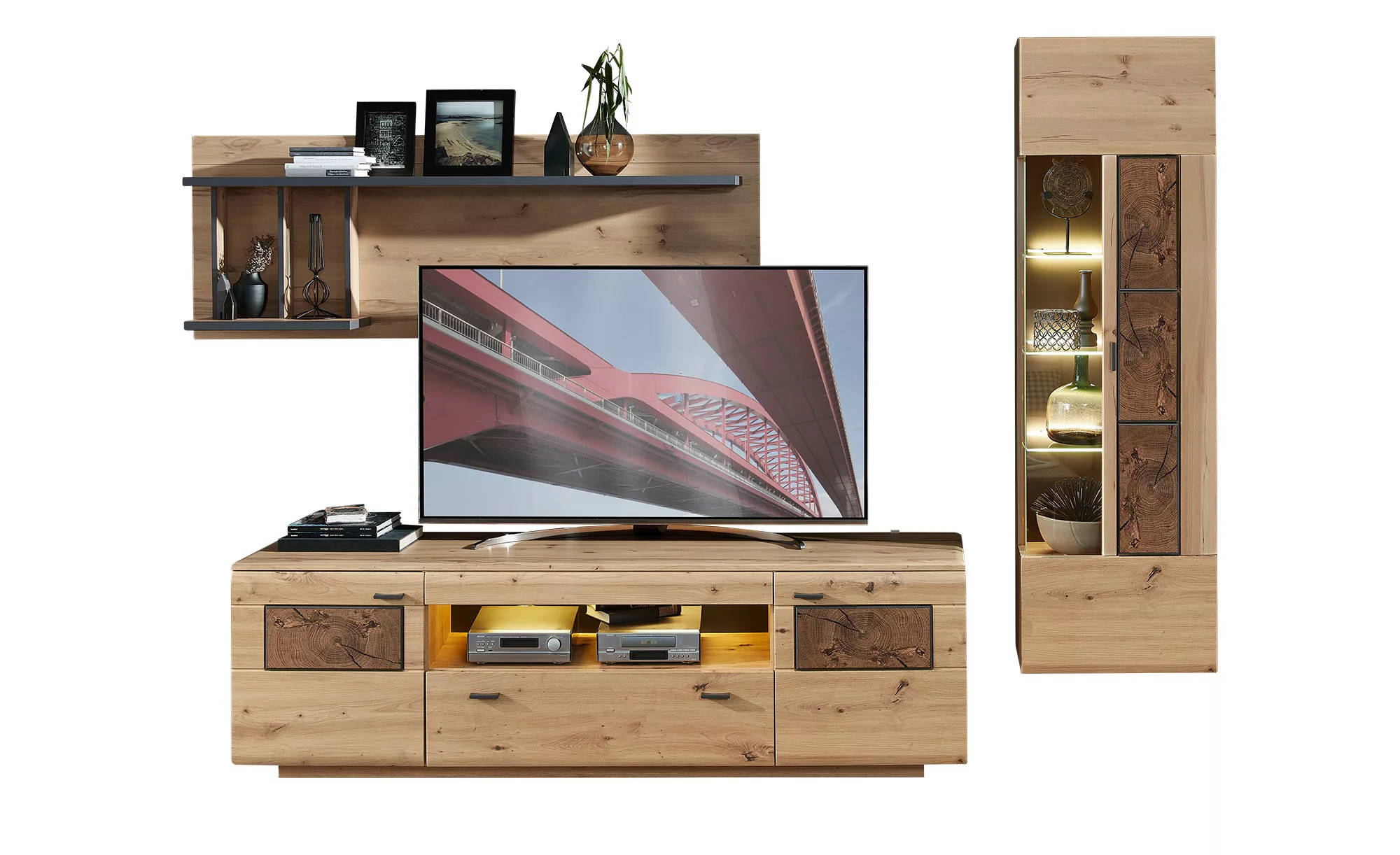 Wohnwand 3-tlg 285cm MADERA von Wohn-Concept Artisan Eiche / Hirnholz günstig online kaufen