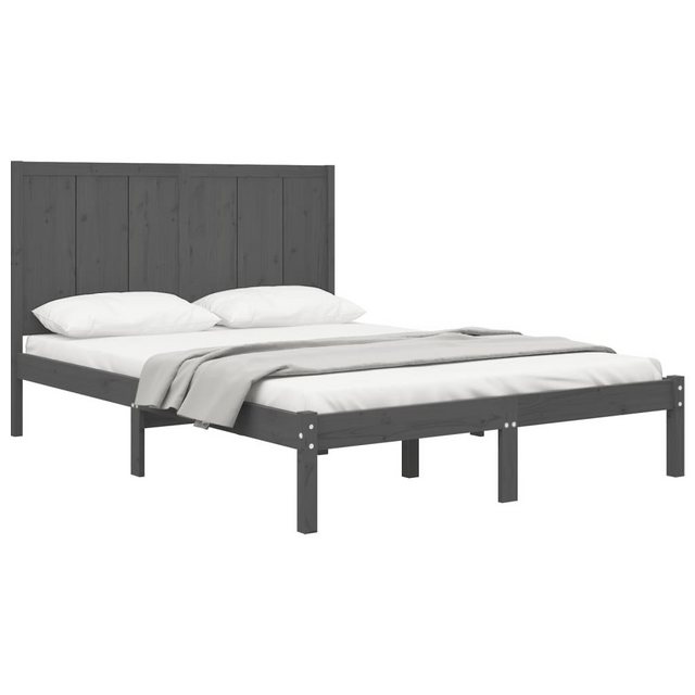 vidaXL Bettgestell Massivholzbett Grau Kiefer 120x200 cm Bett Bettgestell B günstig online kaufen