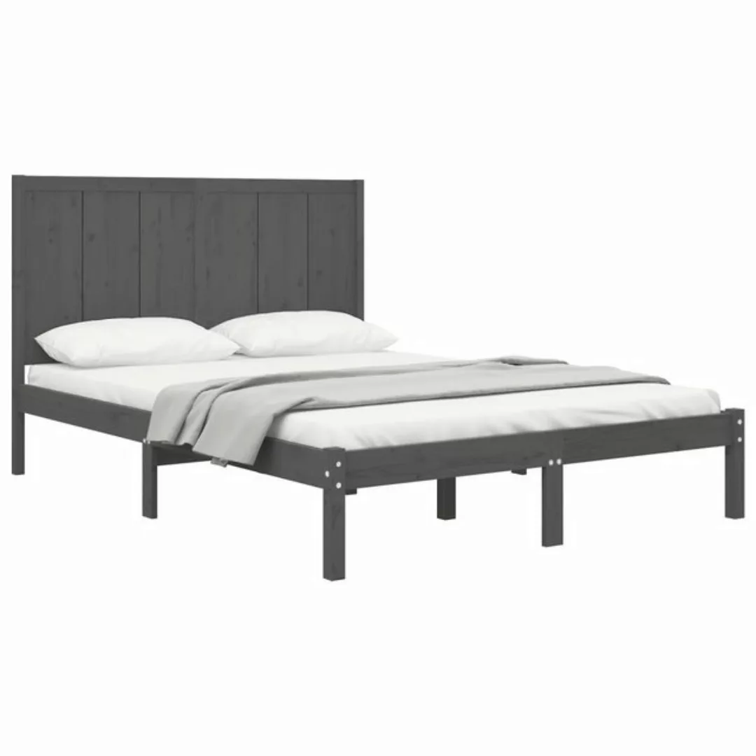 vidaXL Bett Massivholzbett Grau Kiefer 120x200 cm günstig online kaufen