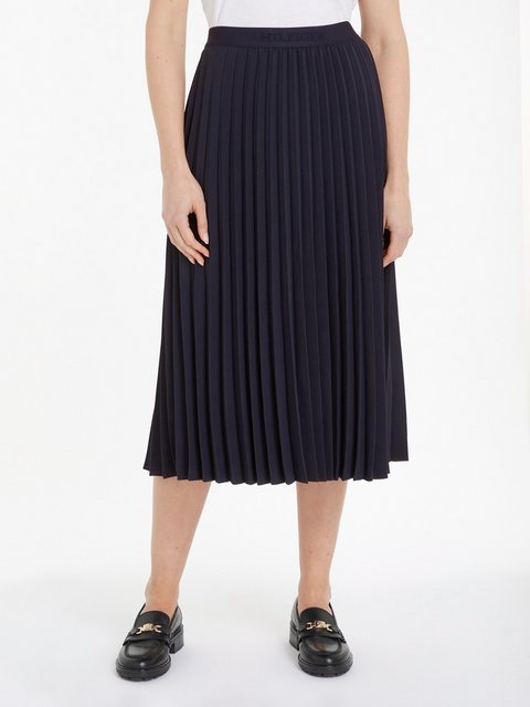 Tommy Hilfiger Plisseerock FLUID TWILL PLEATED MIDI SKIRT Webrock mit Marke günstig online kaufen