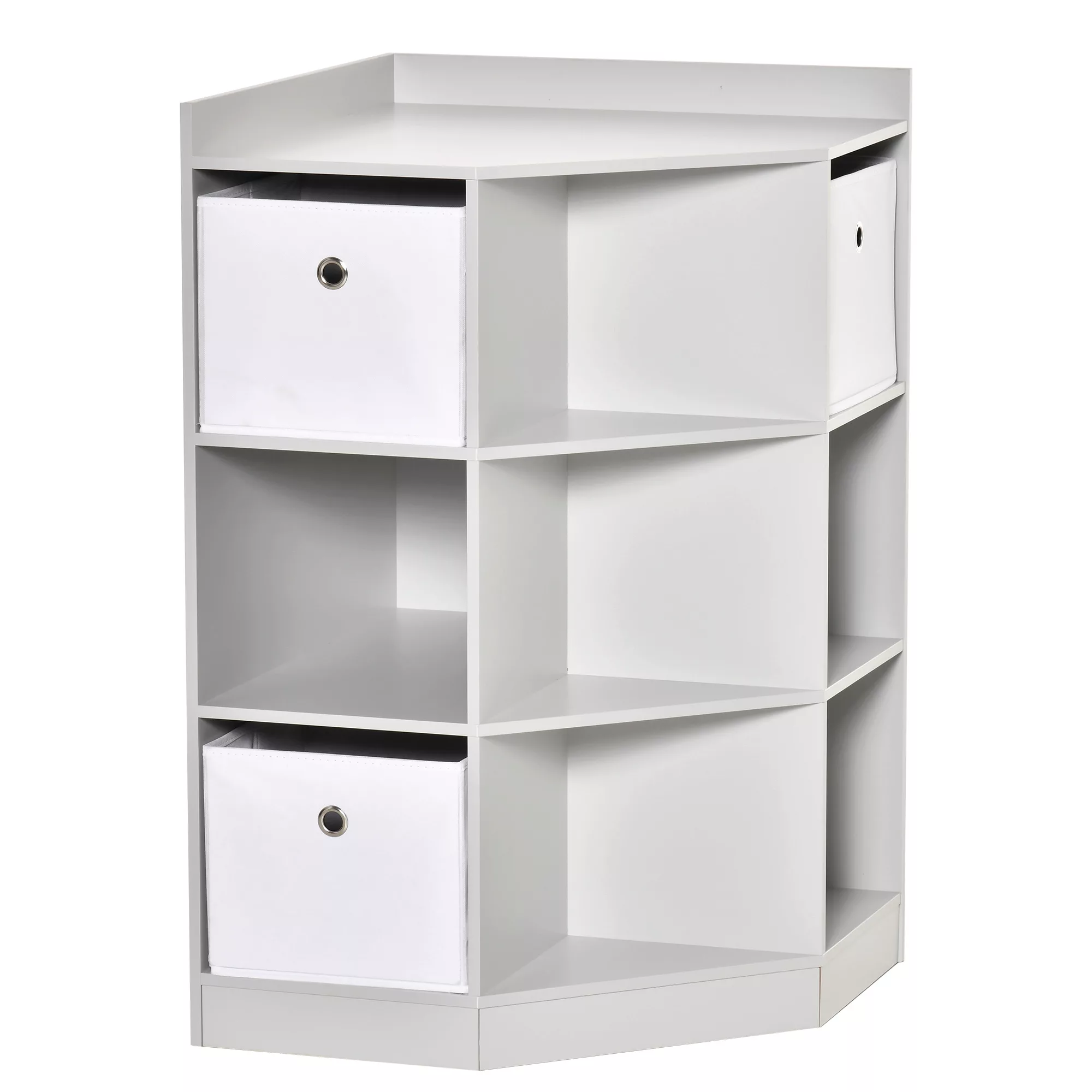 HOMCOM Kinderregal Eckregal mit 3 Aufbewahrungsboxen Kinderzimmer Spielzeug günstig online kaufen