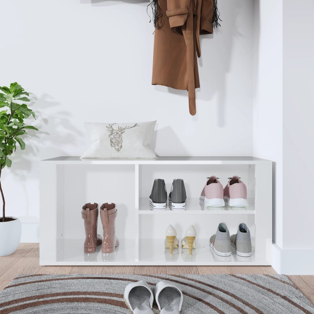 vidaXL Schuhregal Schuhregal Hochglanz-Weiß 100x35x45 cm günstig online kaufen
