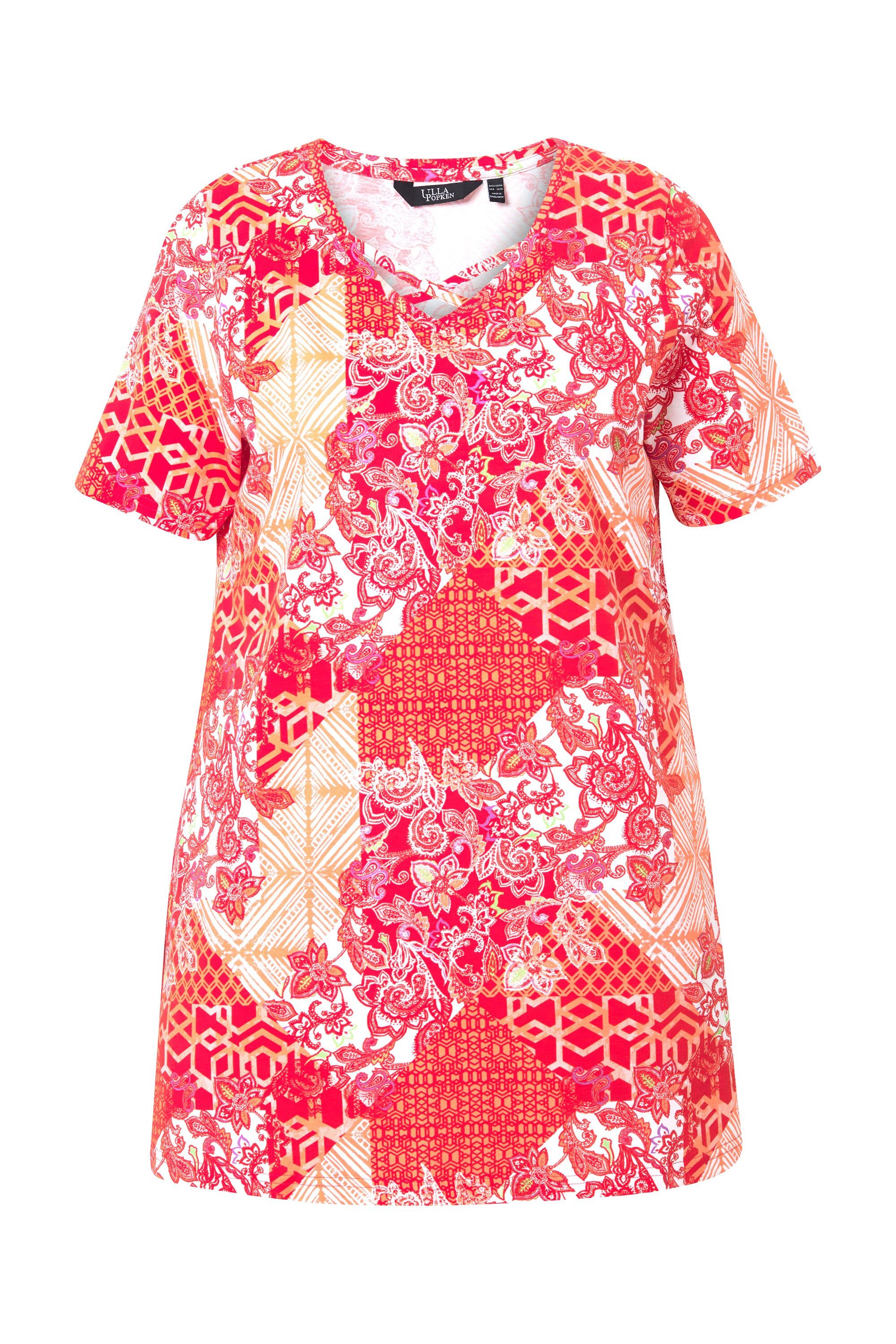 Ulla Popken Longshirt Longshirt Patchdruck A-Linie günstig online kaufen