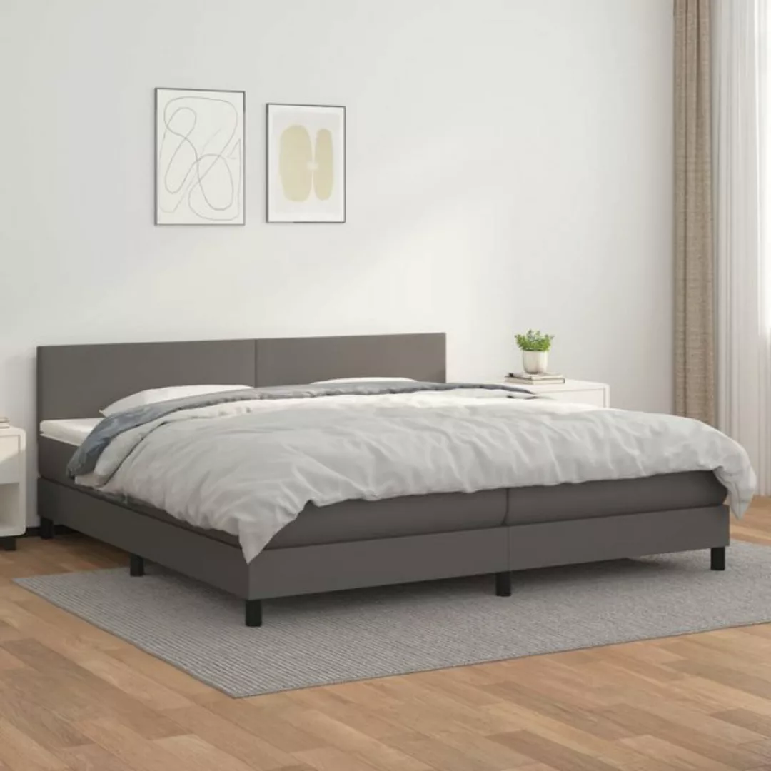 vidaXL Bettgestell Boxspringbett mit Matratze Grau 200x200 cm Kunstleder Be günstig online kaufen