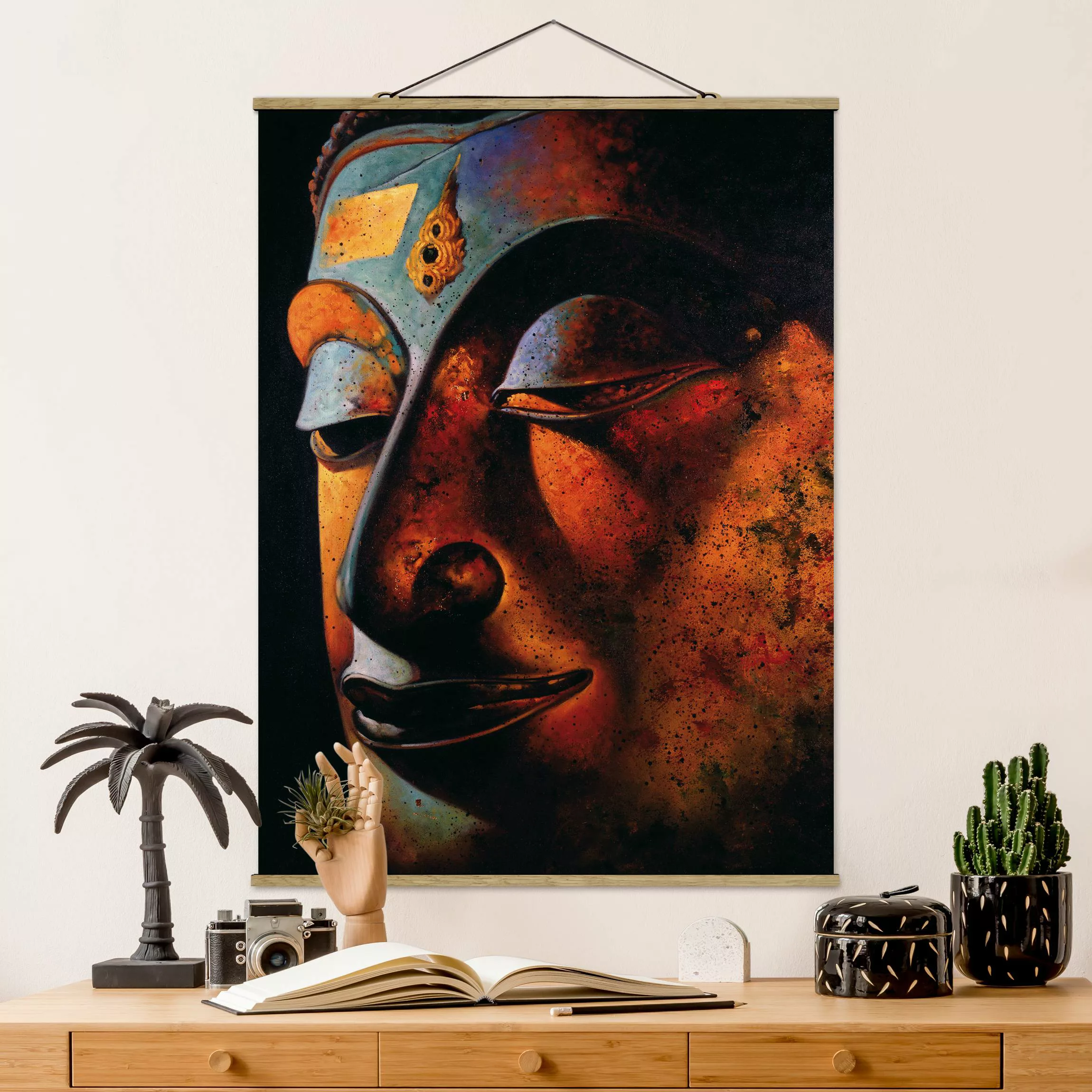 Stoffbild Buddha mit Posterleisten - Hochformat Bombay Buddha günstig online kaufen