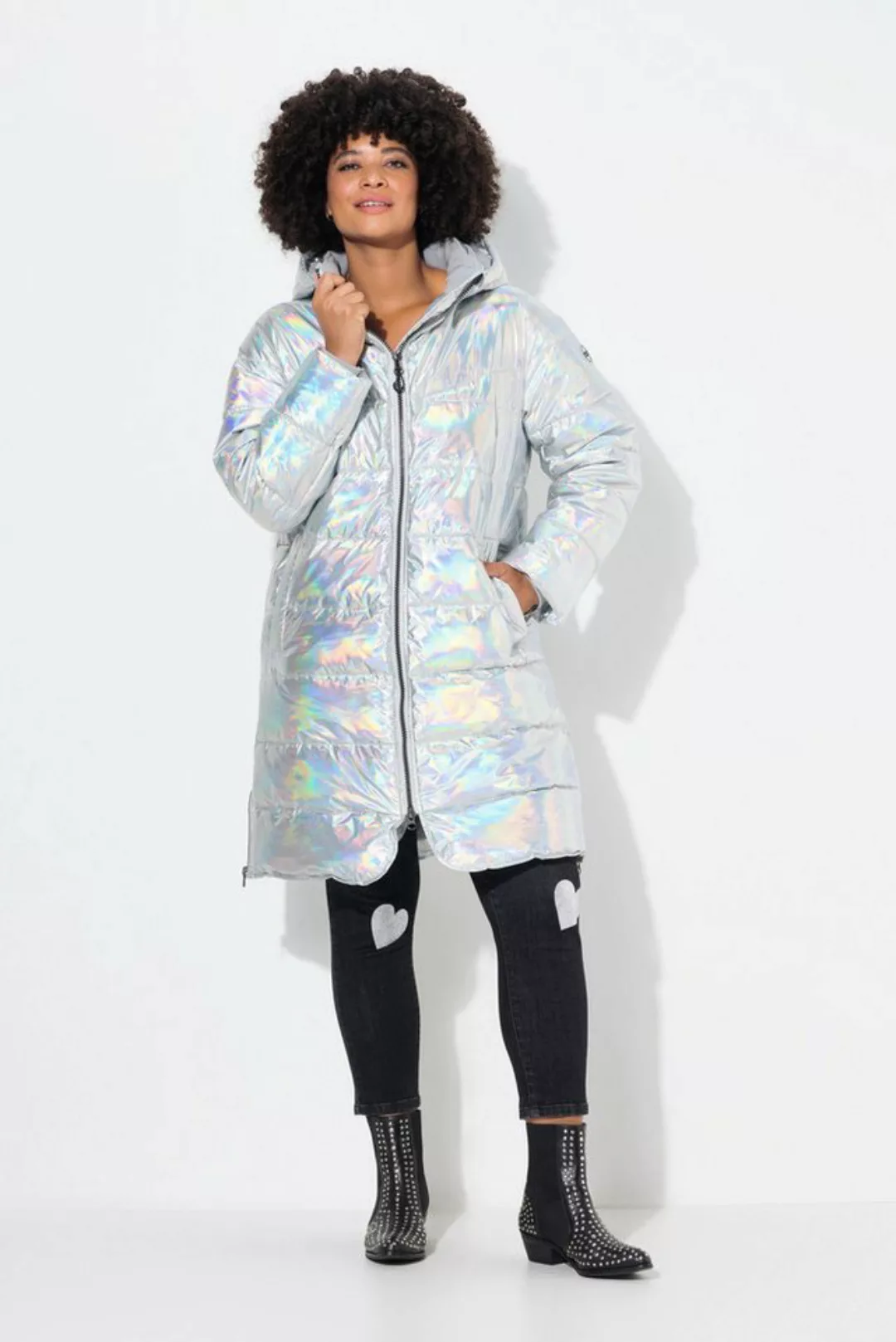 Angel of Style Steppjacke Puffermantel A-Linie Kapuze Metallic-Schimmer günstig online kaufen