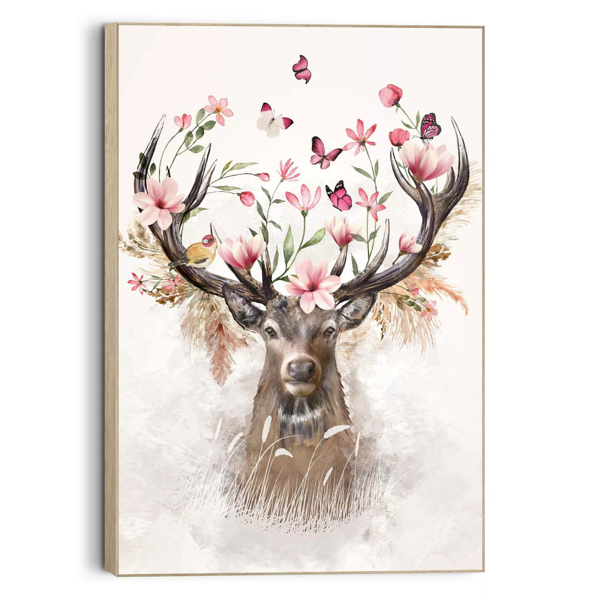 Reinders Wandbild "Hirsch in Blumen" günstig online kaufen