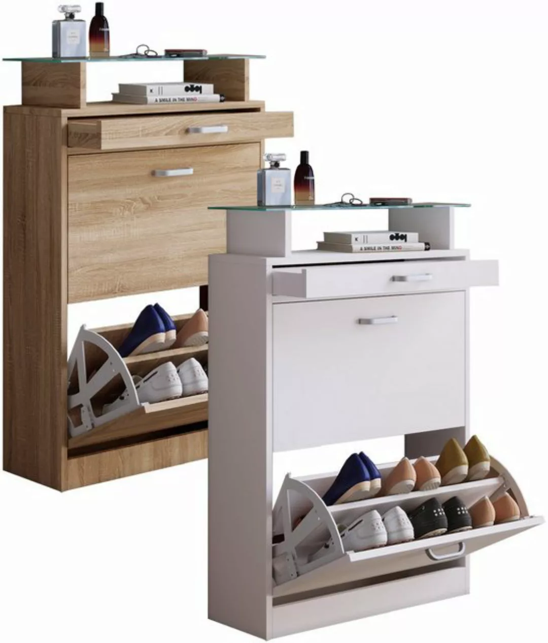 VCM Holz Regal Kipper Schuhregal Schuhschrank Schuhkipper 2 Klappen Ablage günstig online kaufen