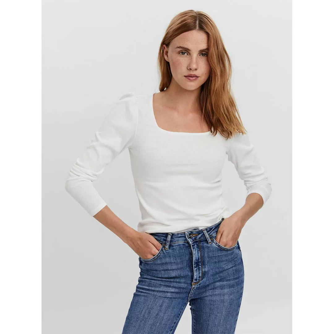 Vero Moda Natasha Puff Langarm-t-shirt Mit Eckigem Ausschnitt XL Bright Whi günstig online kaufen