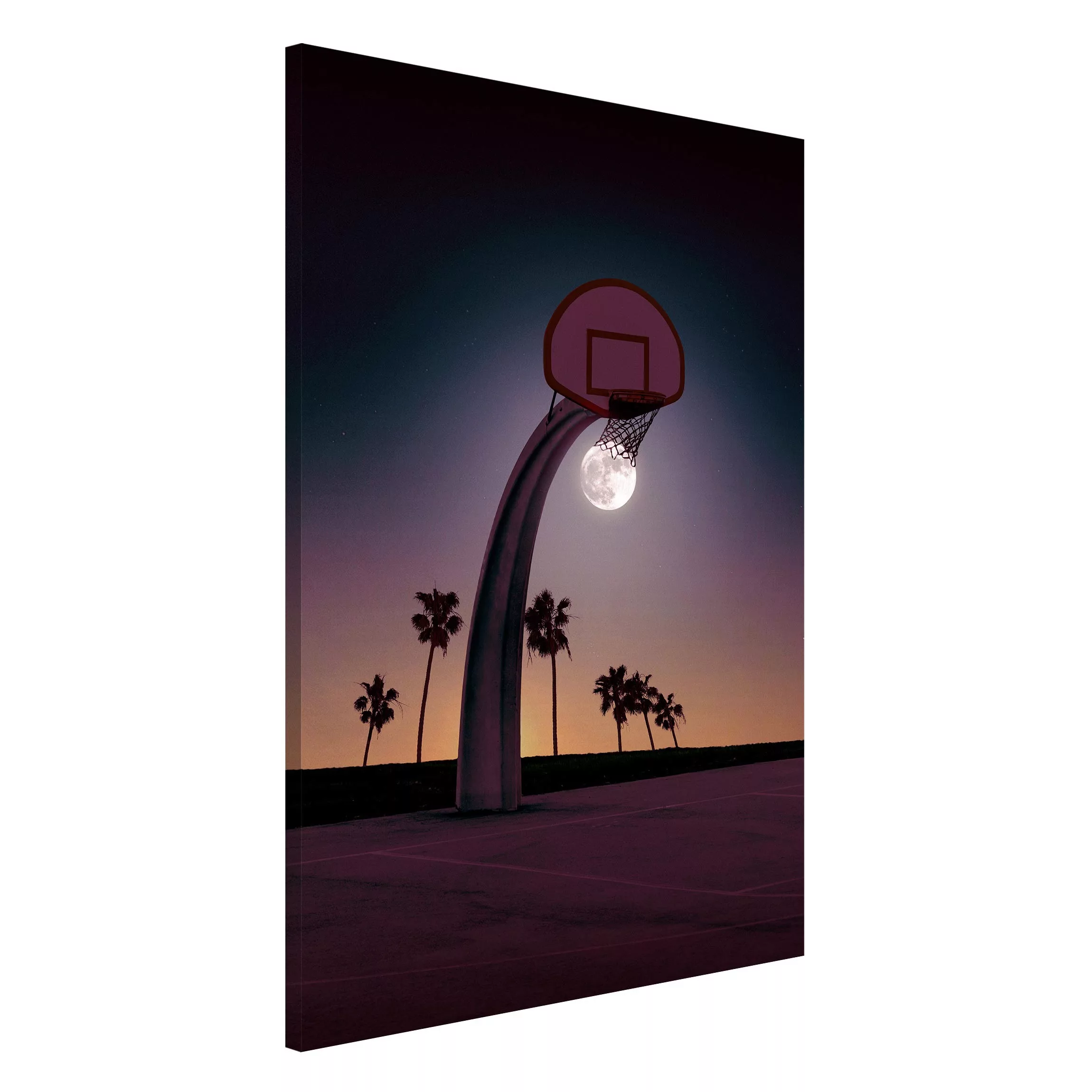 Magnettafel Kunstdruck - Hochformat 2:3 Basketball mit Mond günstig online kaufen